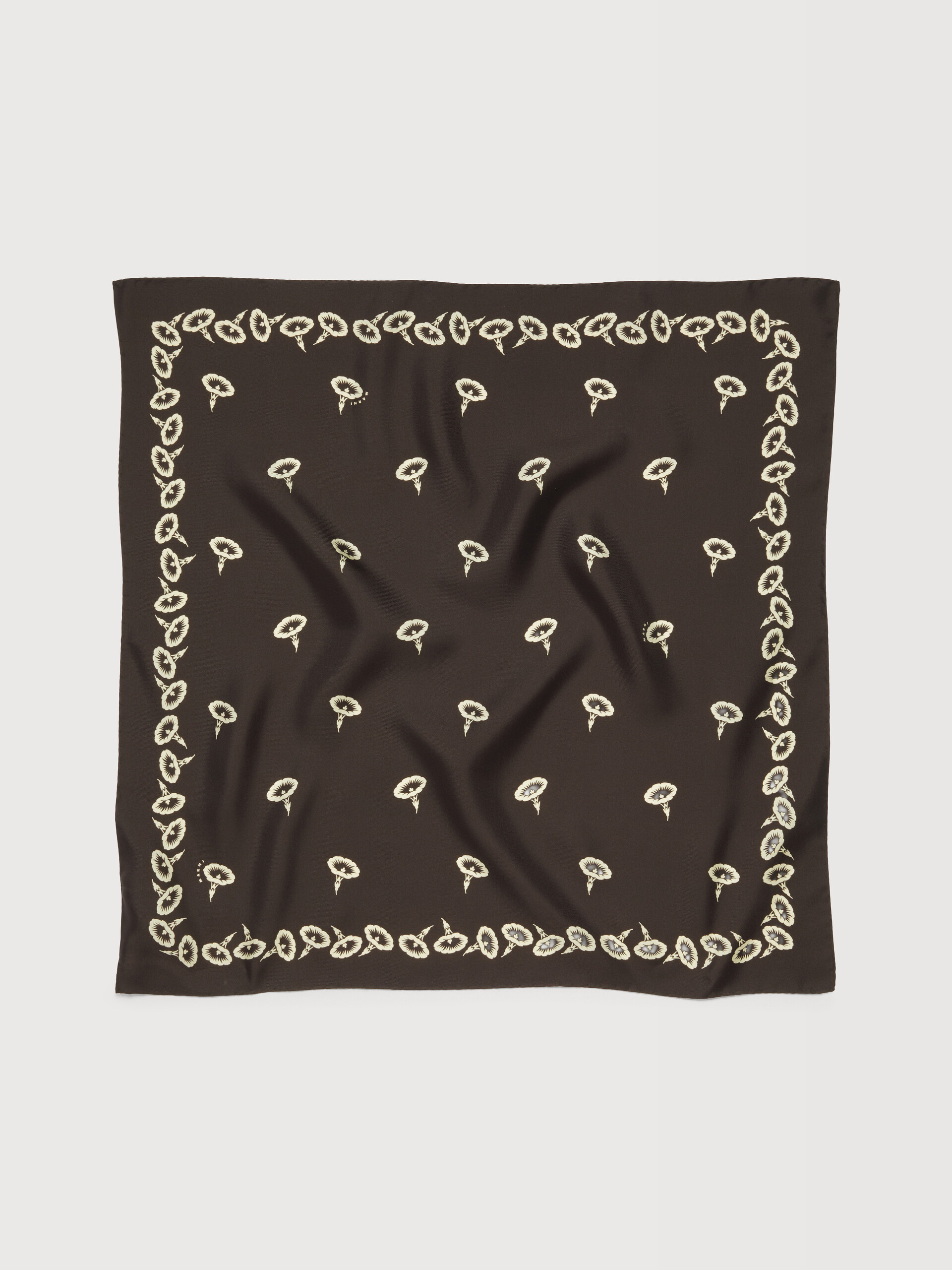 ブラウン シルクのフーラード フローラルプリント入り - その他アクセサリー - Image 1