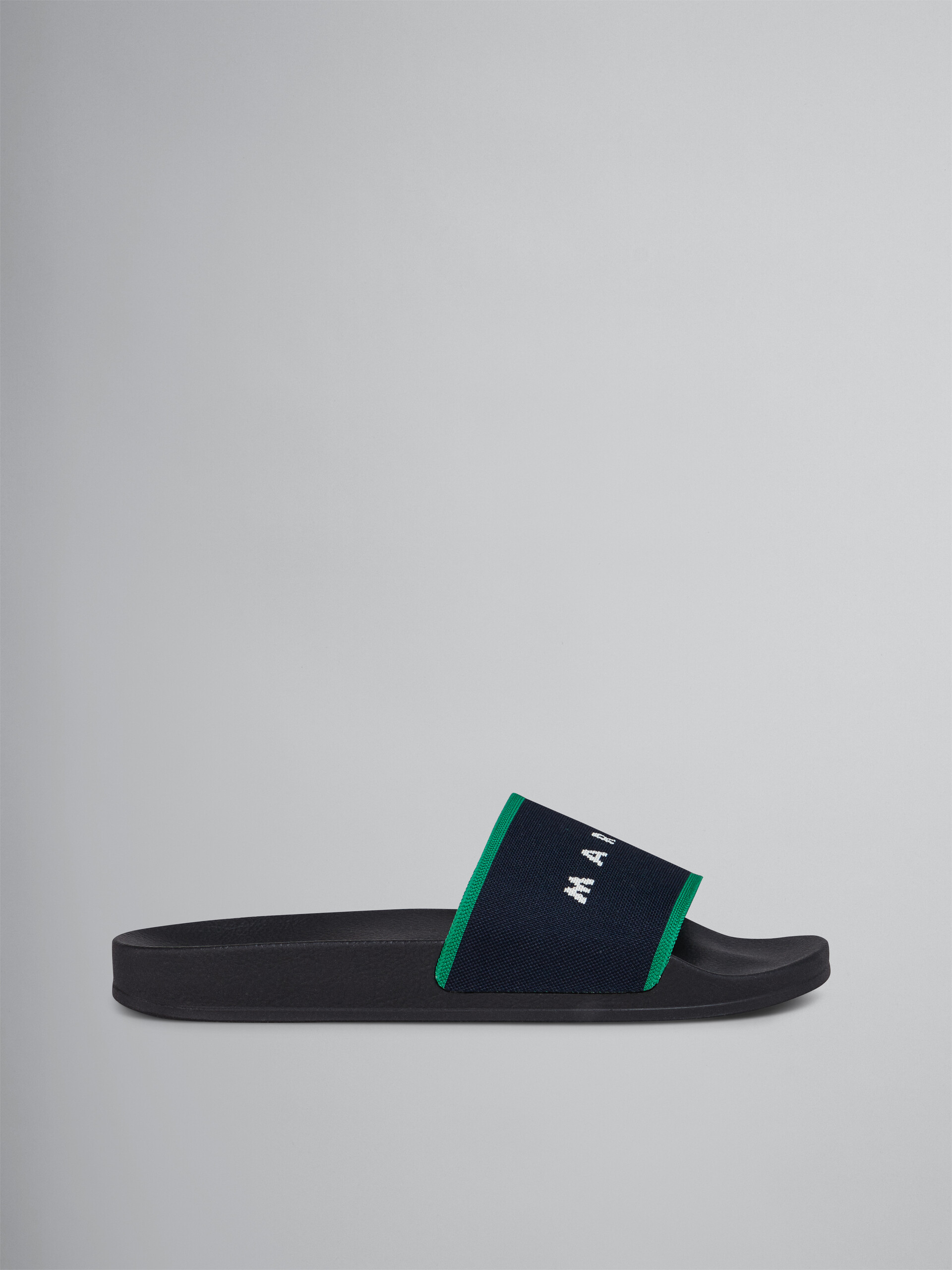 Blue black logo jacquard rubber slide - Sandals - Image 1