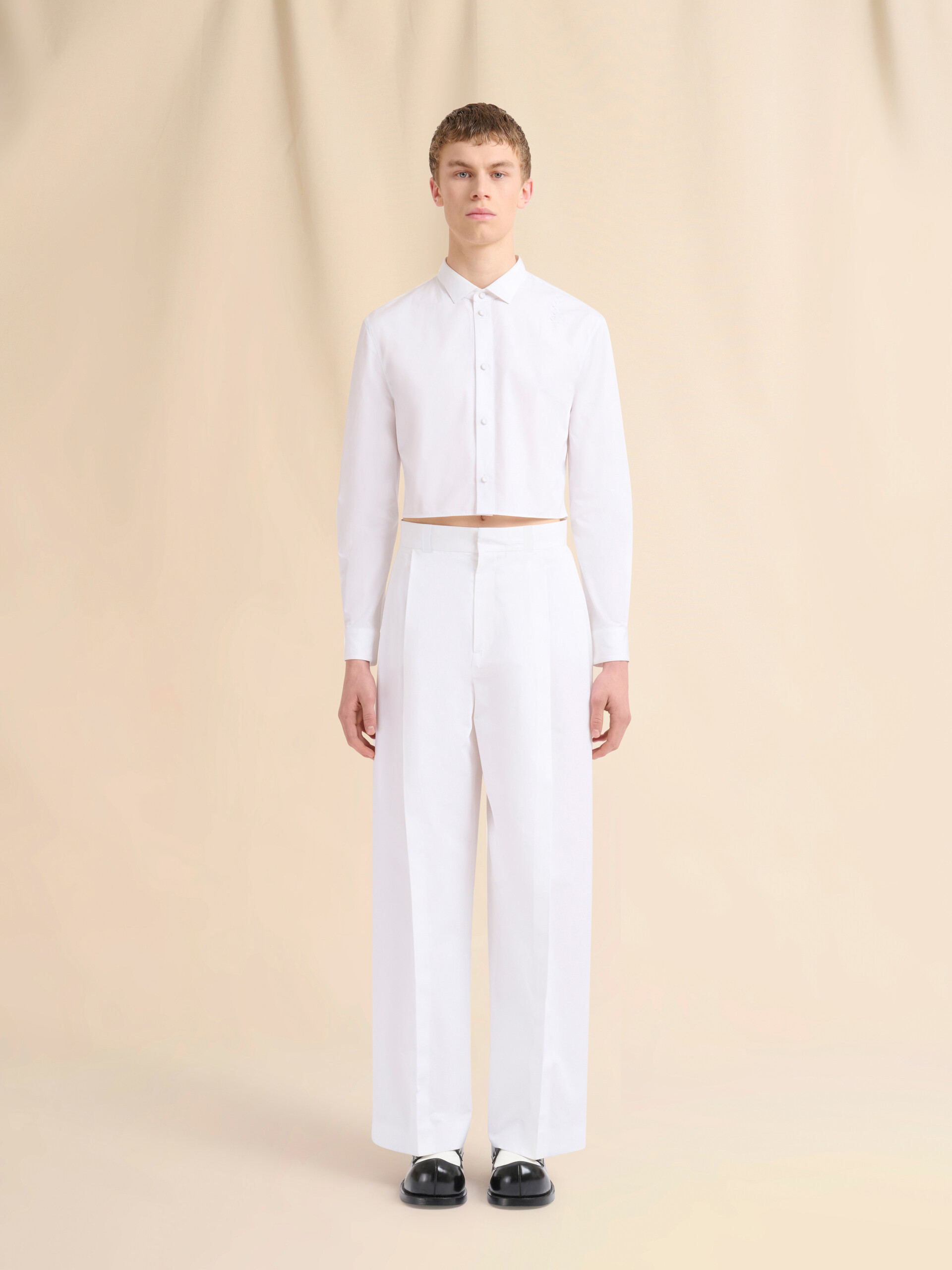 Black poplin trousers with maxi pleats - Pants - Image 2