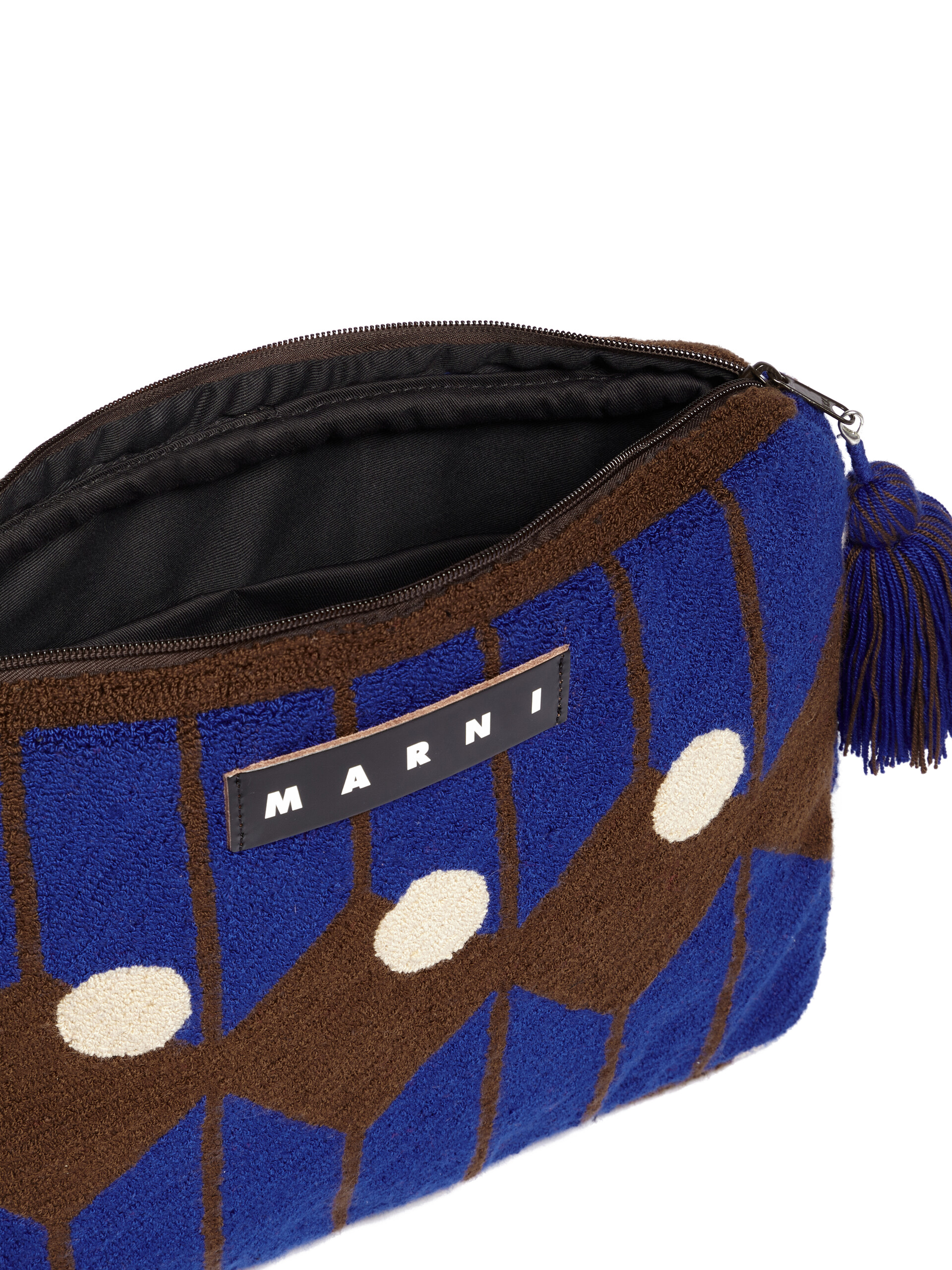 Custodia per laptop Marni Market in lana blu e marrone - Accessori - Image 4