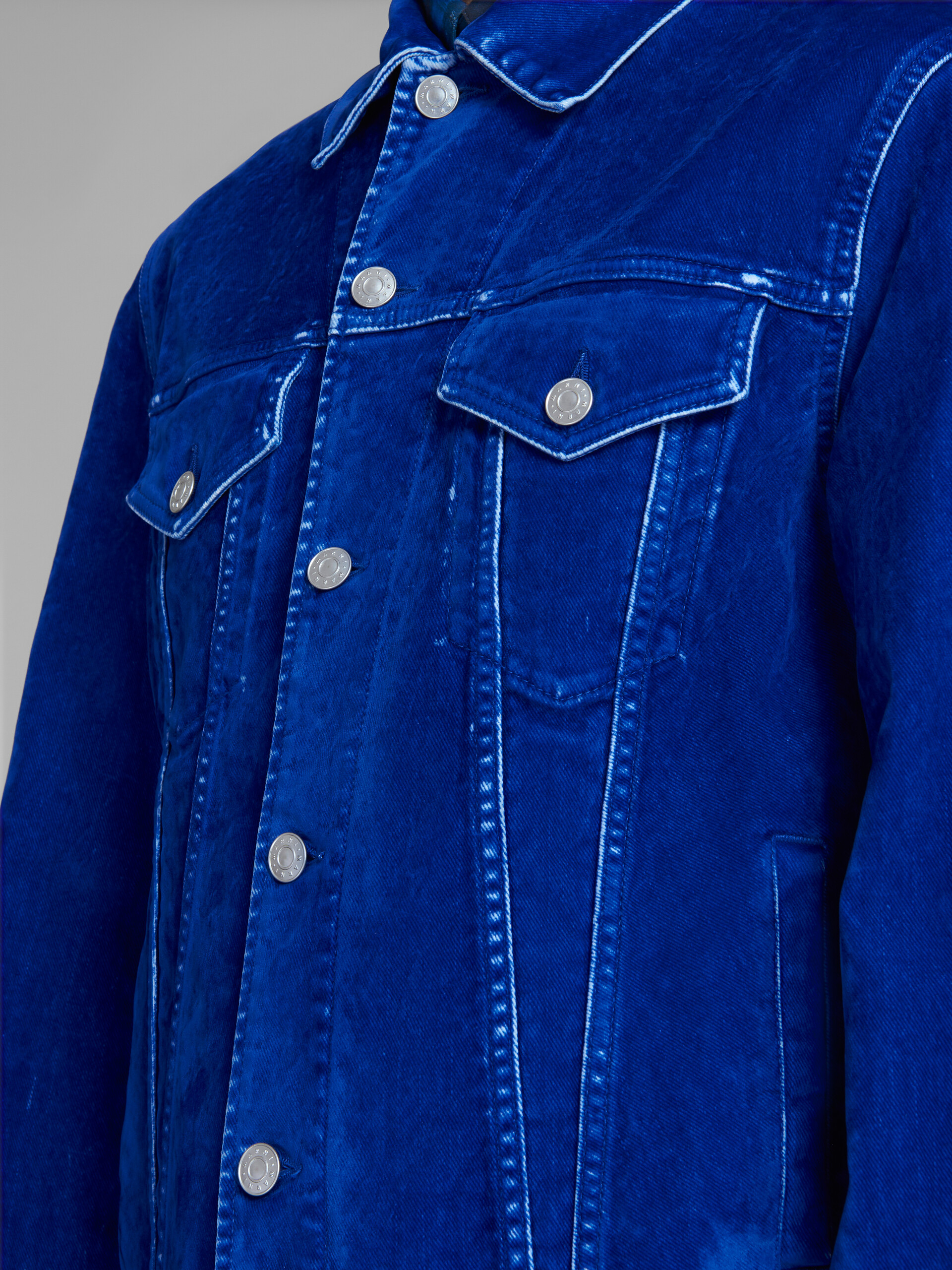 Blue flocked denim trucker jacket - Jackets - Image 5