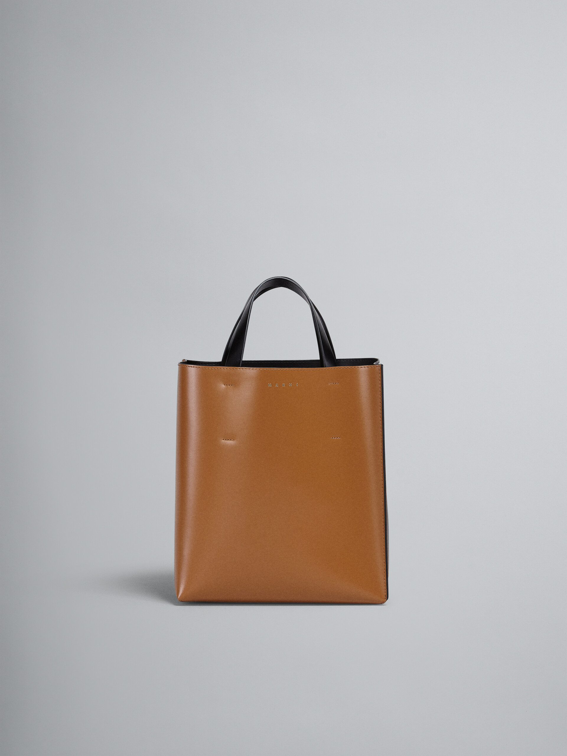 White and black calf leather small MUSEO tote bag - Shopping Bags - Image 1