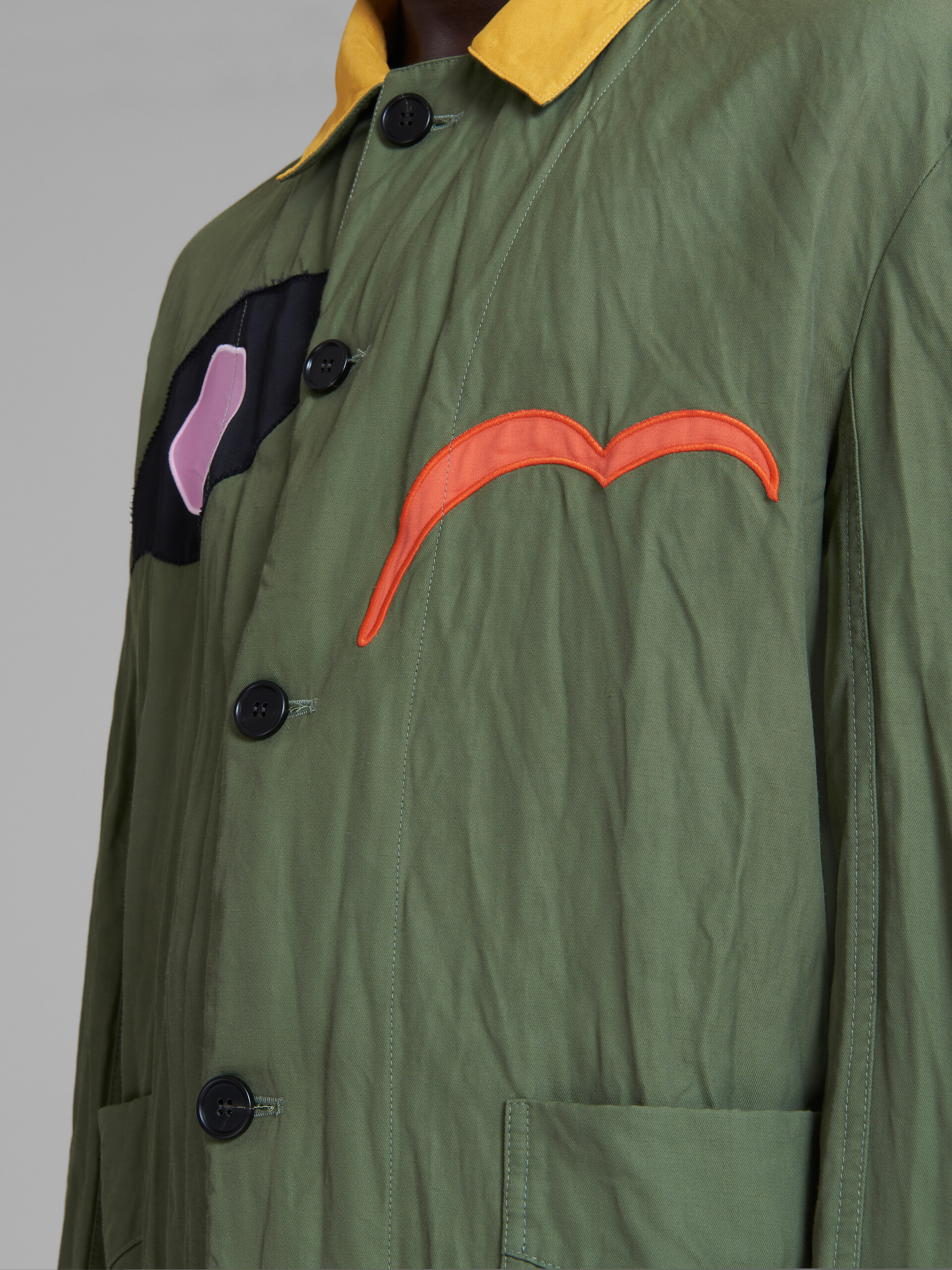 Marni x No Vacancy Inn - Green gabardine jacket with embroidered patches - Jackets - Image 5