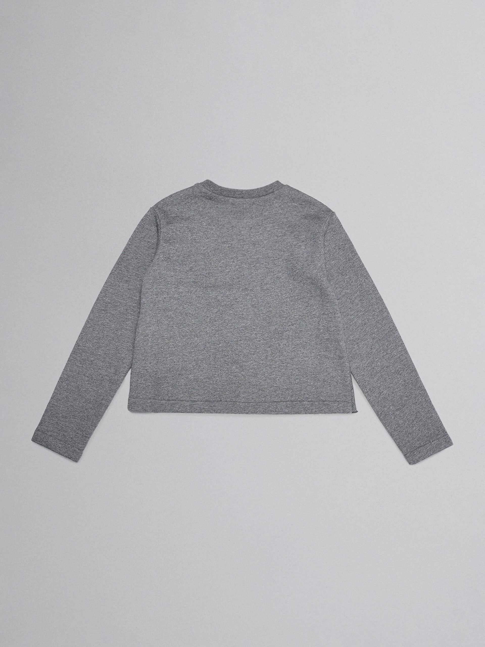 Grey melange sweatshirt with asymmetric flounce hem - Sweaters - Image 2