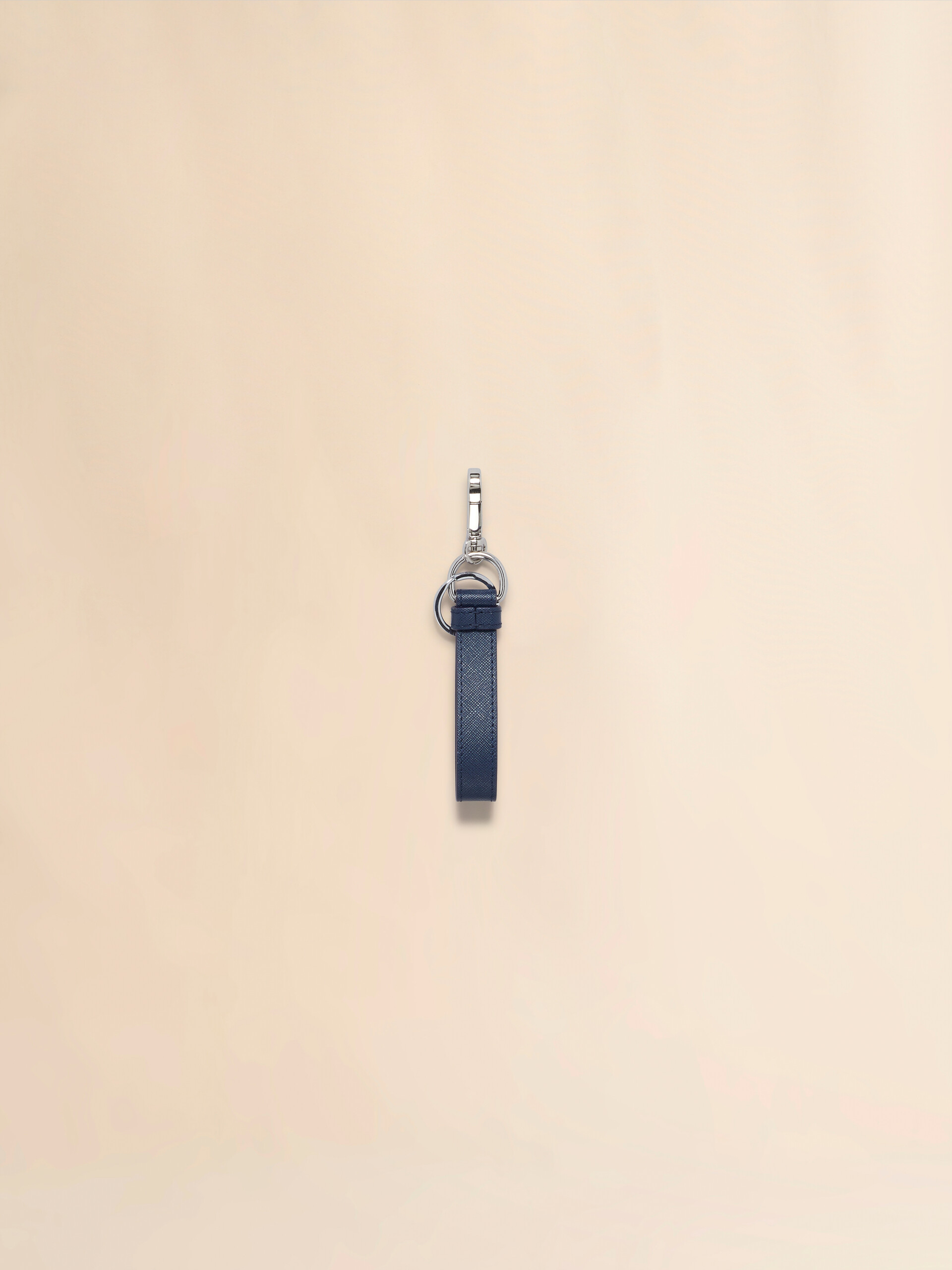 Deep blue and green Saffiano leather keyring - Key Rings - Image 2