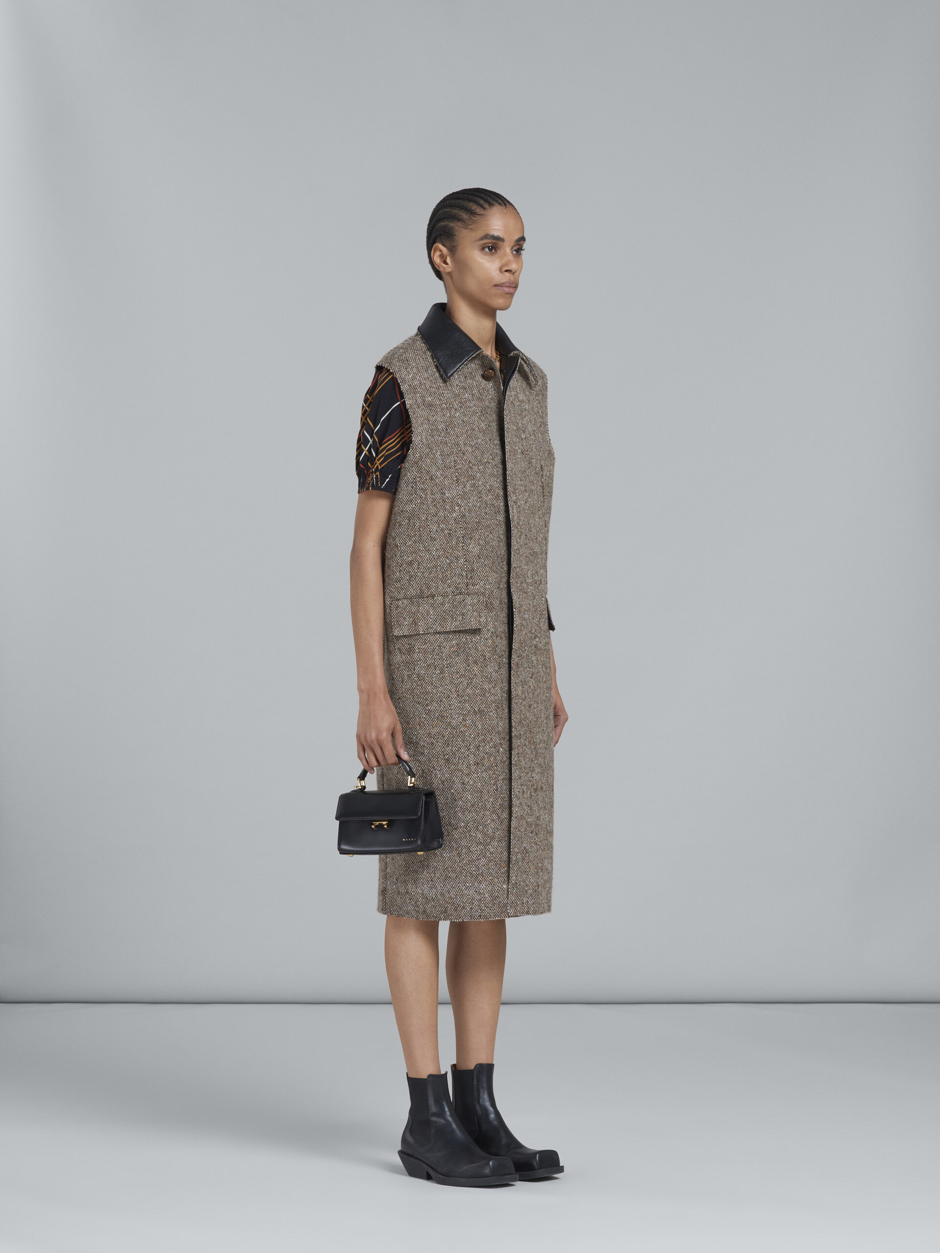 Black and brown nappa and tweed vest - Waistcoats - Image 6