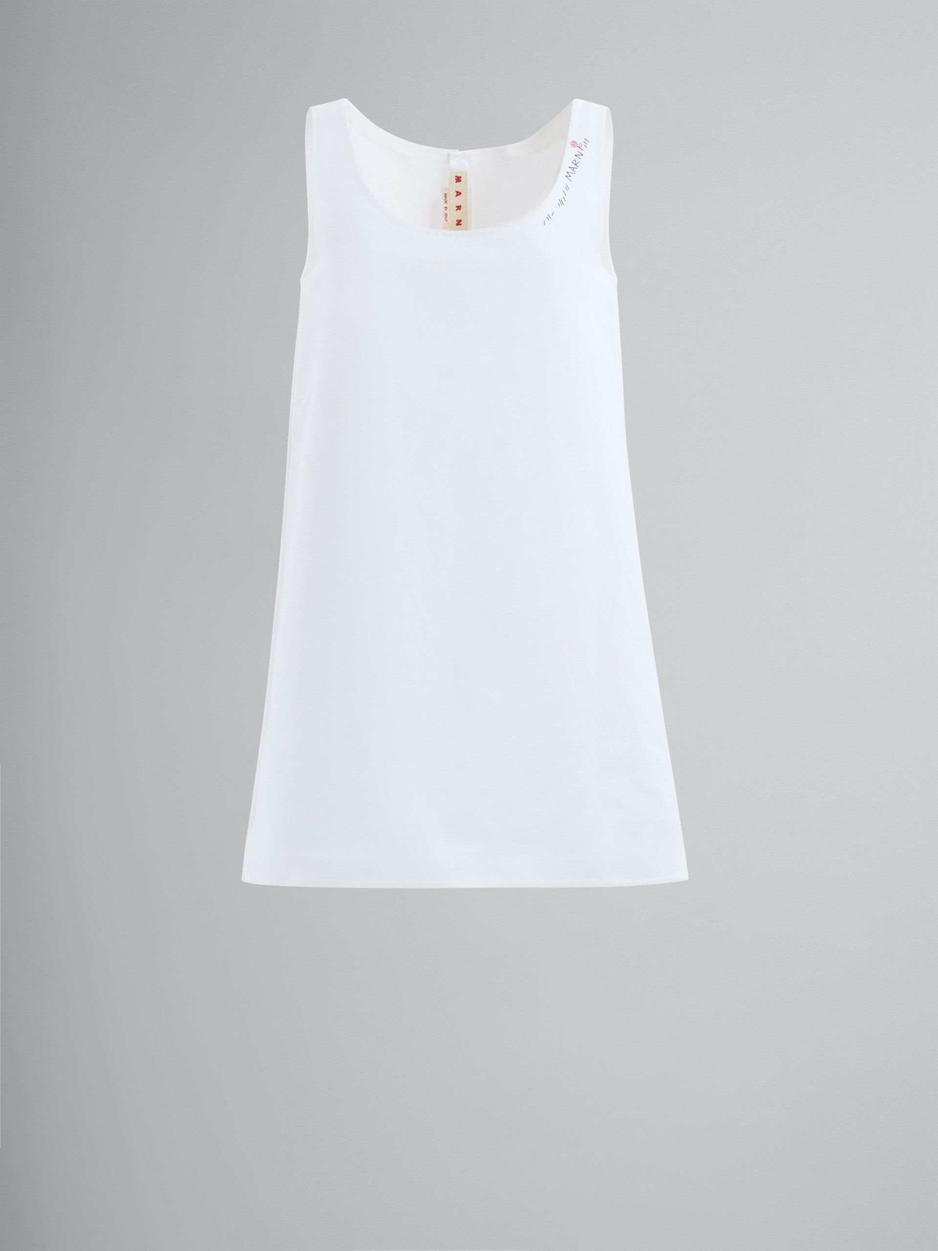 White cady A-line dress with Marni mending - Dresses - Image 1