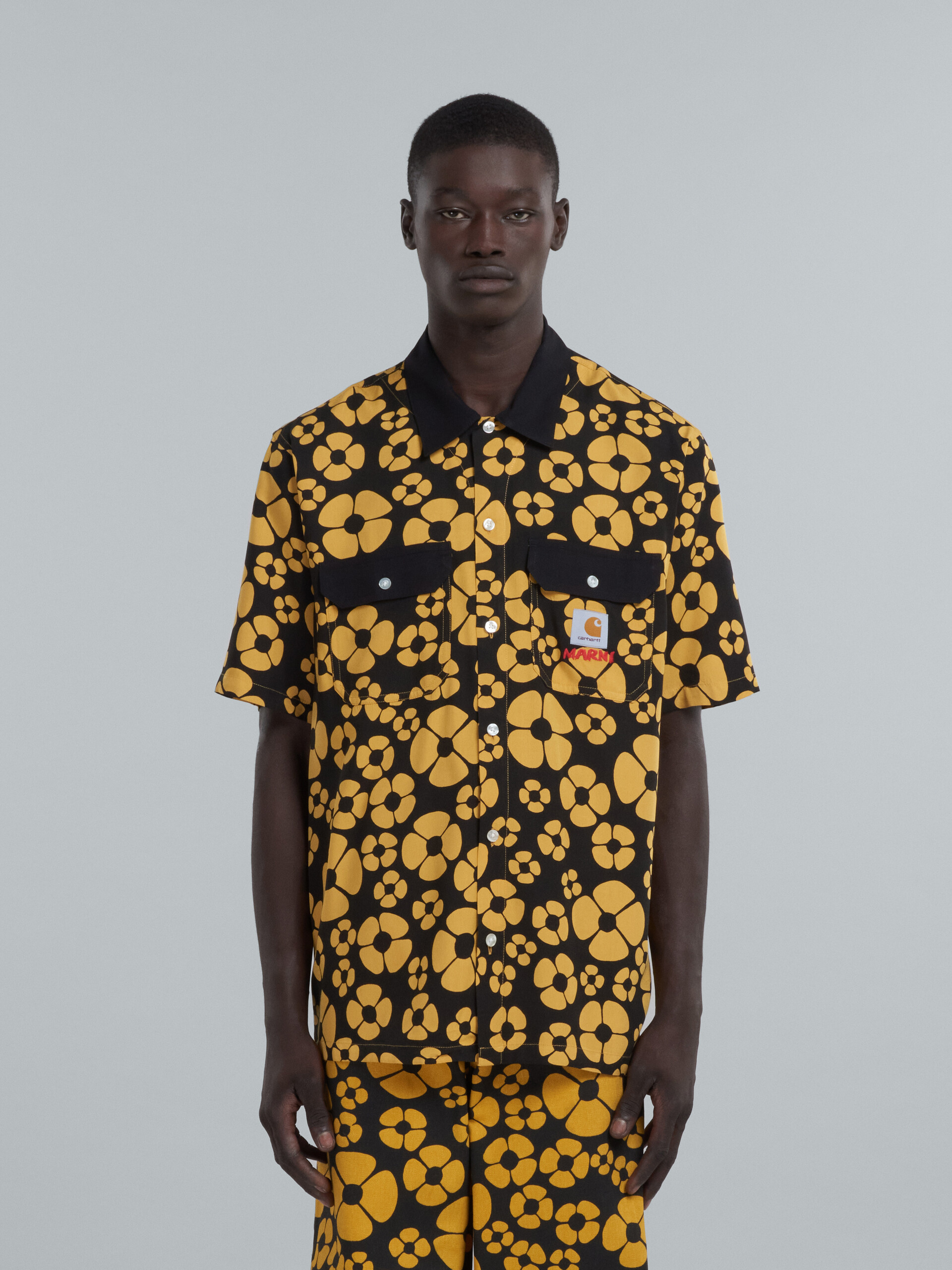 MARNI x CARHARTT WIP - gelbes, kurzärmeliges, geblümtes Shirt - Hemden - Image 2