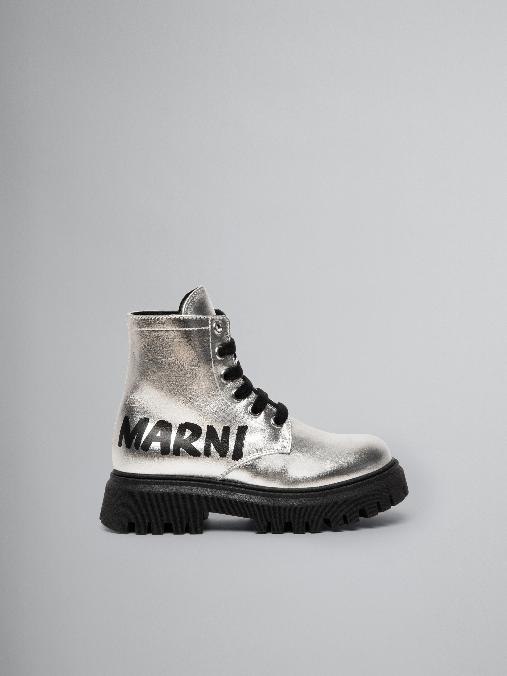 Silver leather combat boot with Brush logo - Other accessories - Image 1