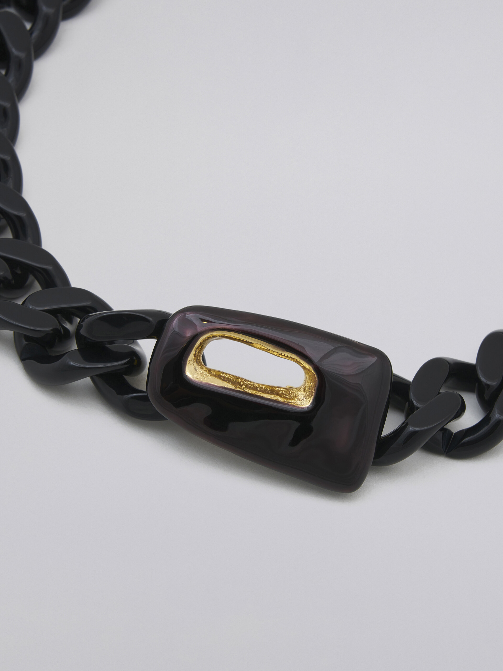 TRAPEZE necklace in metal resin and black enamel - Necklaces - Image 2