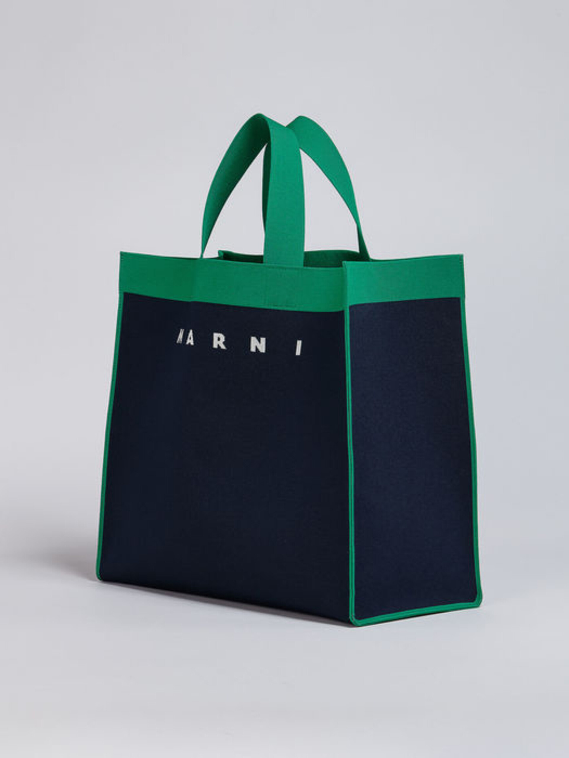 Blue and green and white jacquard shopping bag - Shopping Bags - Image 4