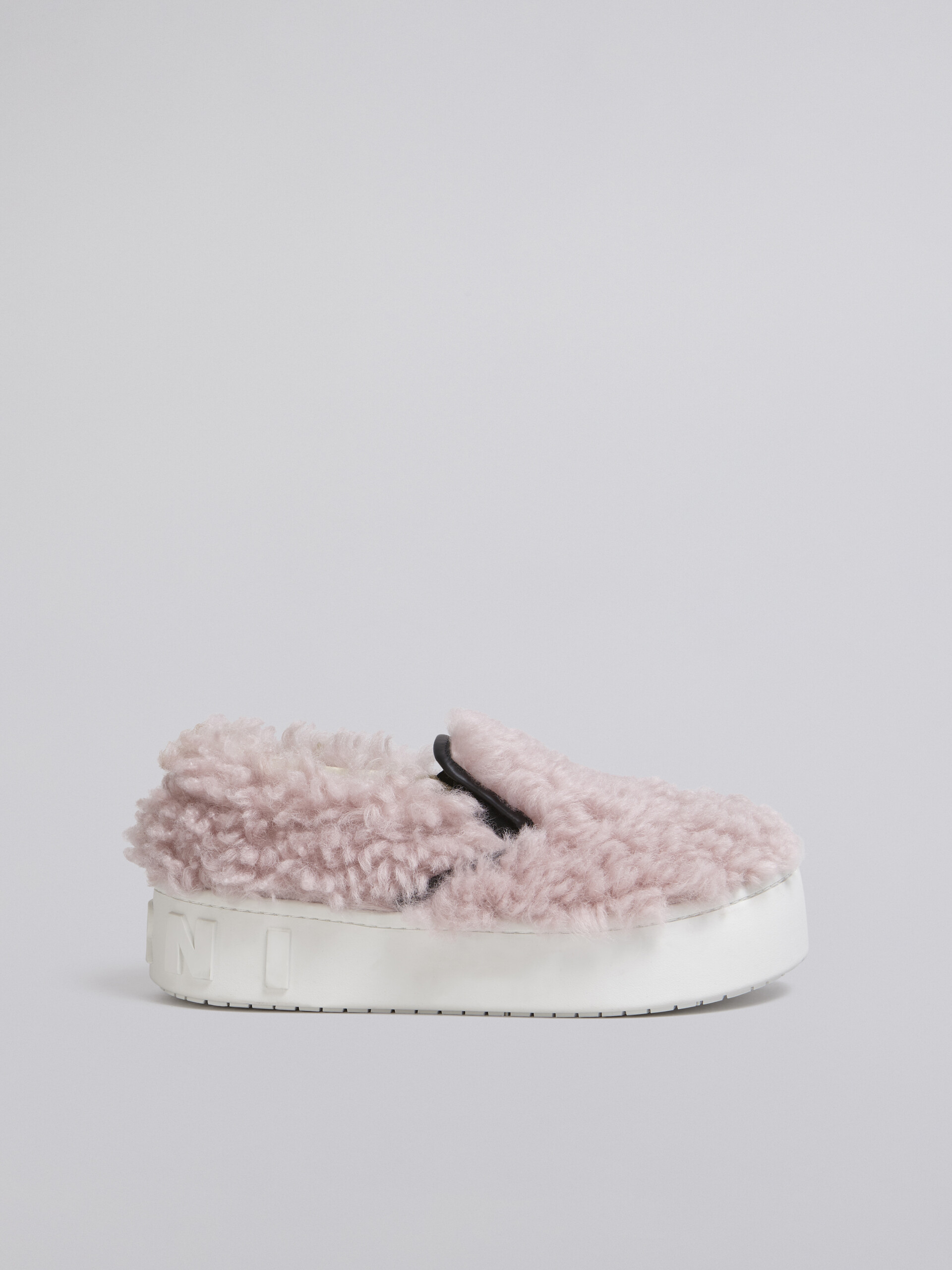 Light blue shearling slip-on sneaker with maxi Marni logo - Sneakers - Image 1
