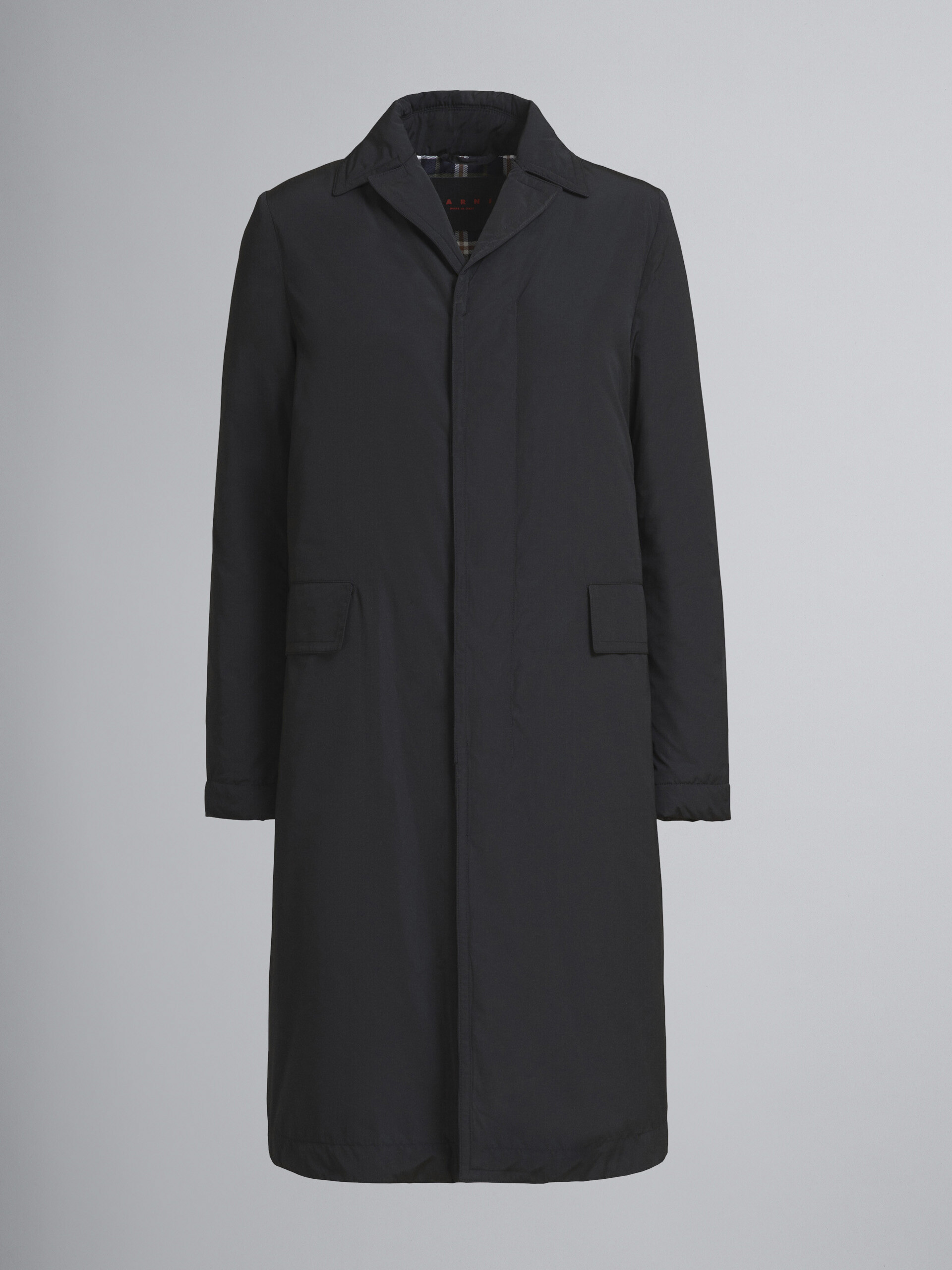 Micro faille long down parka with removable leather belt - Winter jackets - Image 1