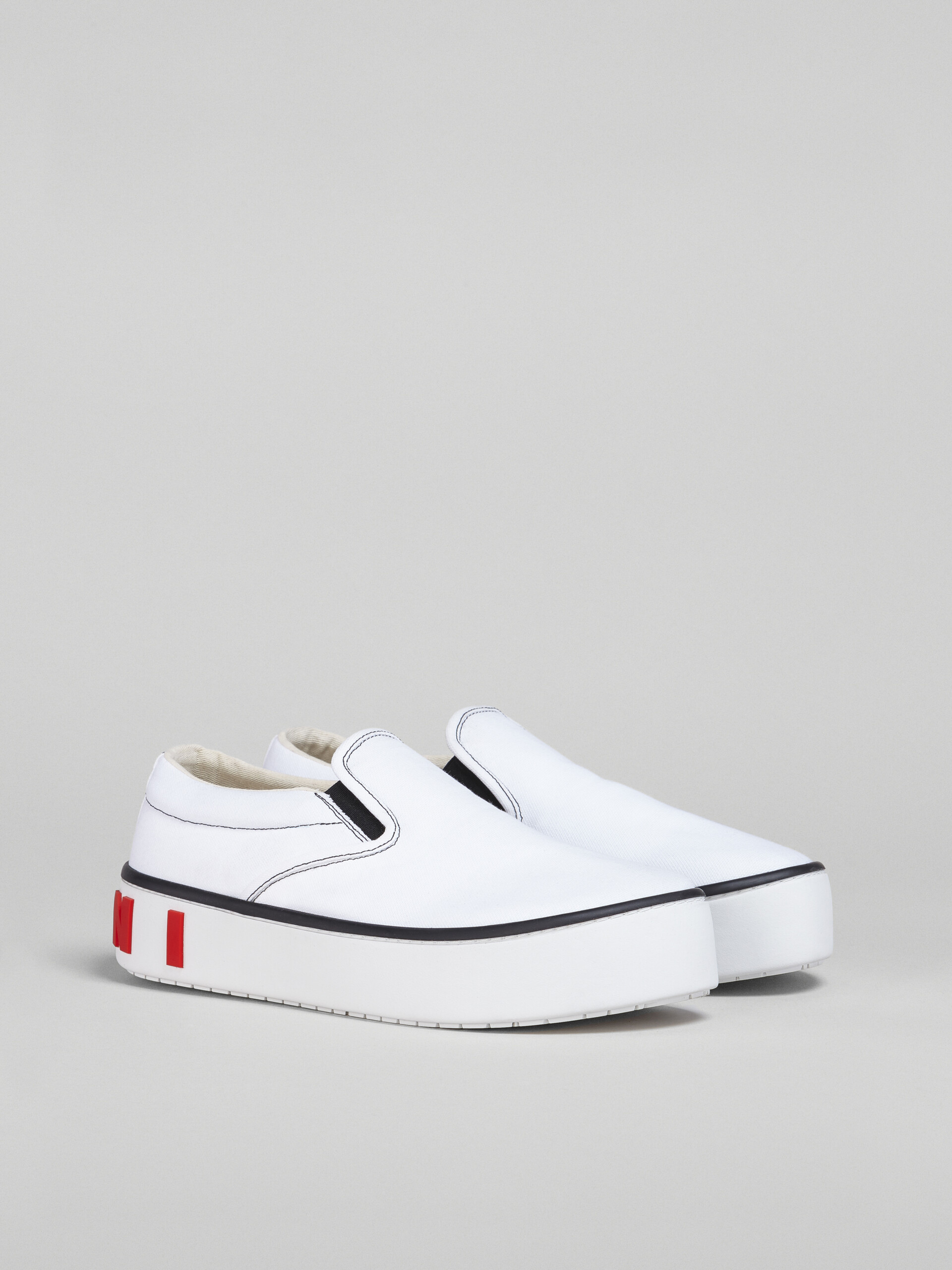 White leather slip-on sneaker with maxi logo