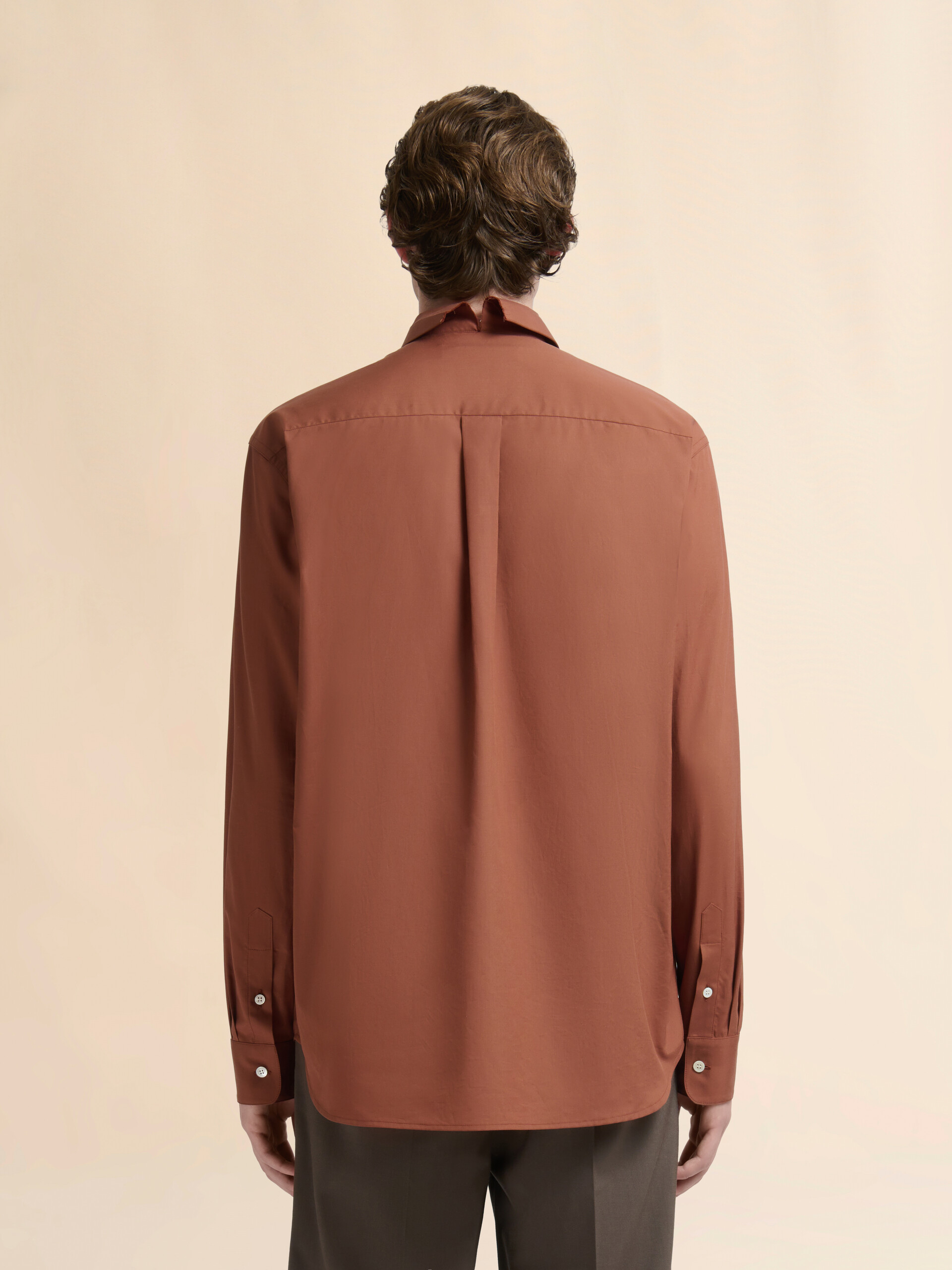 Brown cotton poplin shirt with Marni Mending logo - Shirts - Image 3