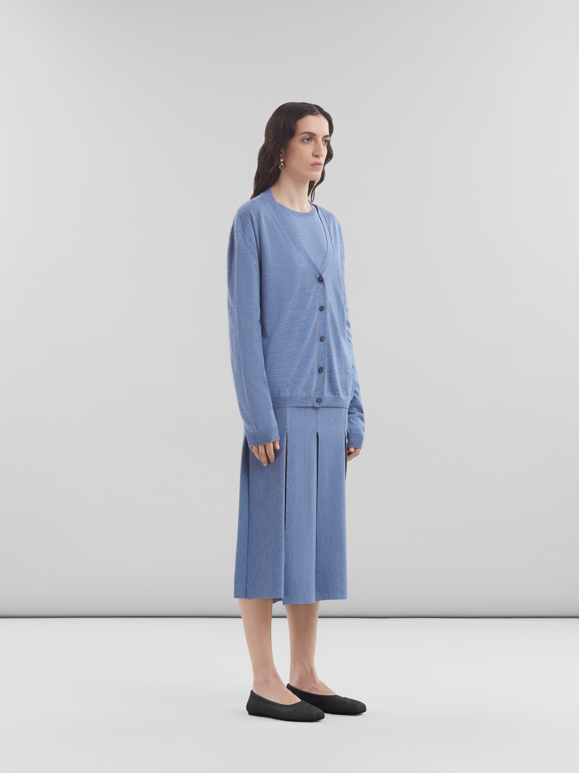 【MARNI】 ウールシルクスカート ブルー 【マルニ】 MARNI シルクウールスカート