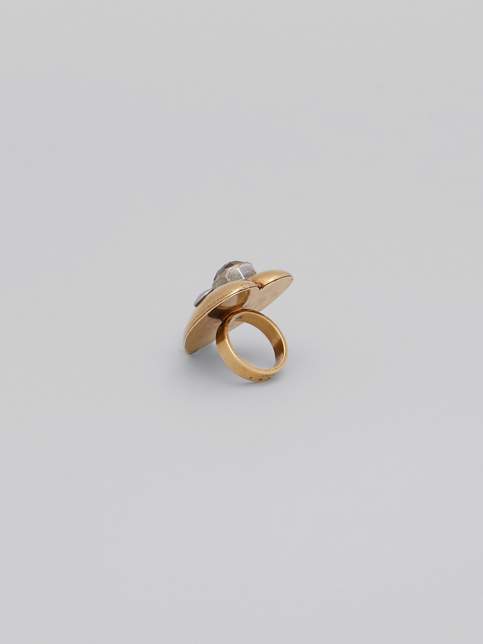 Raw Hearts gold ring with brown stone - Rings - Image 3