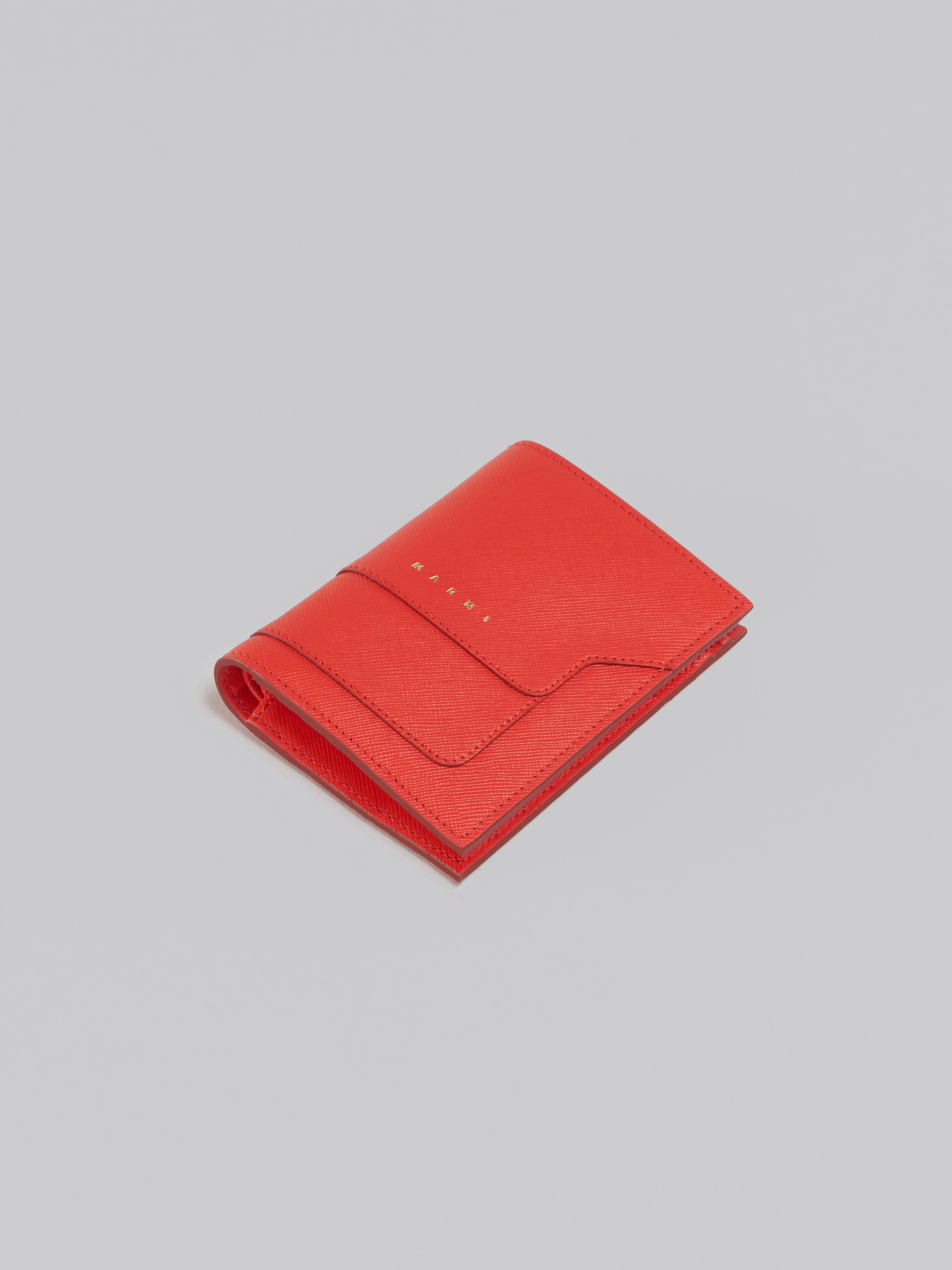 Orange saffiano leather bi-fold wallet - Wallets - Image 5