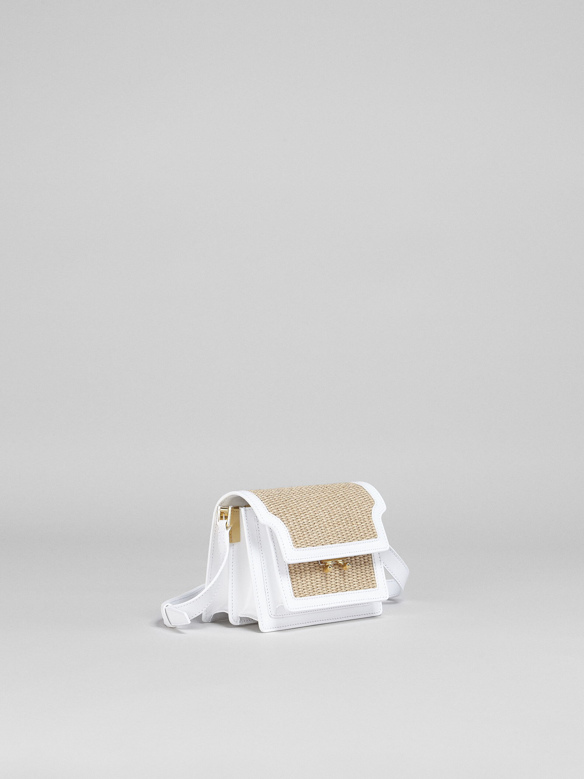 White calf and raffia TRUNK SOFT bag - Shoulder Bag - Image 5