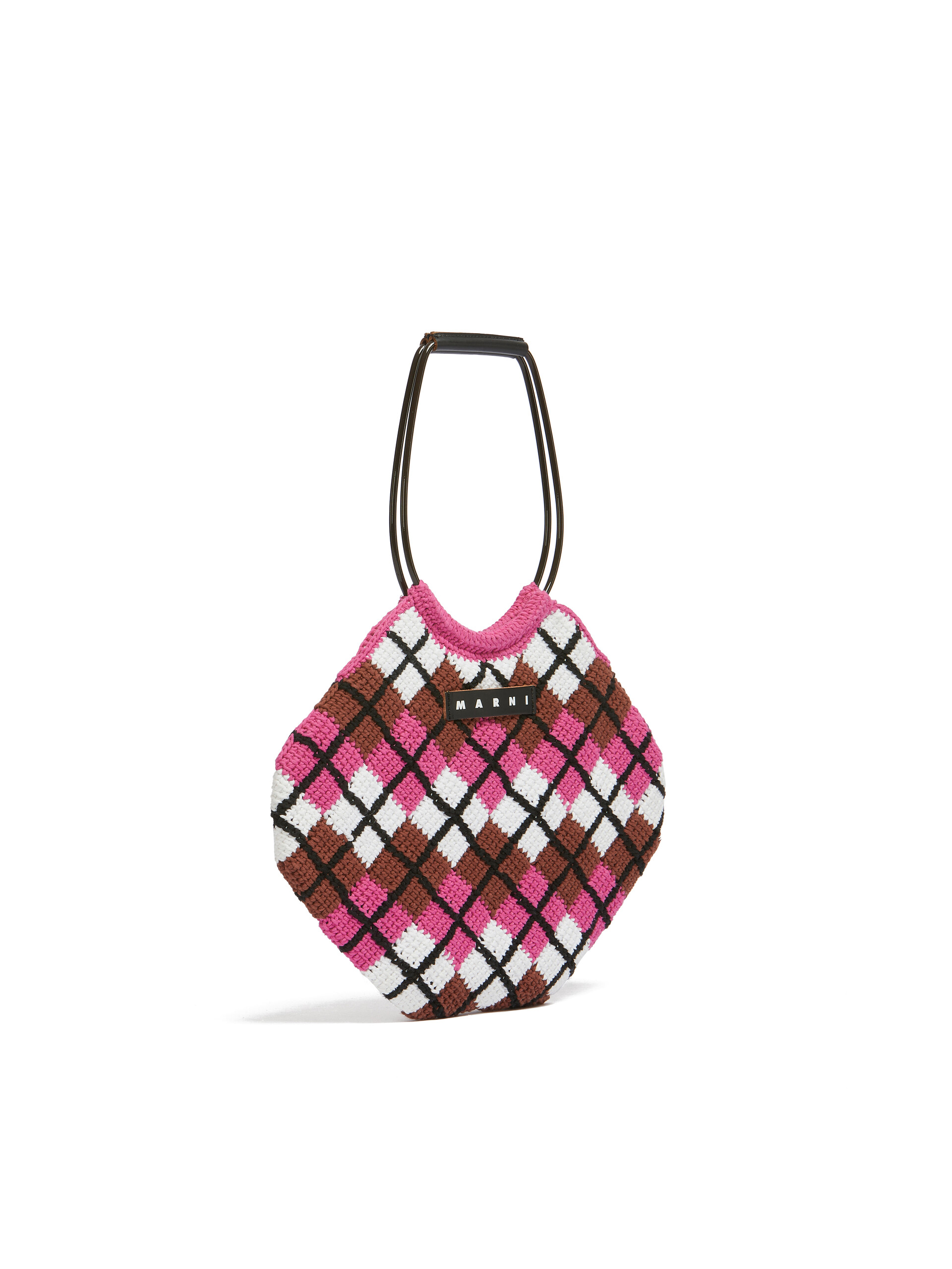 Pink rhombus cotton knit MARNI MARKET handbag - Shopping Bags - Image 2