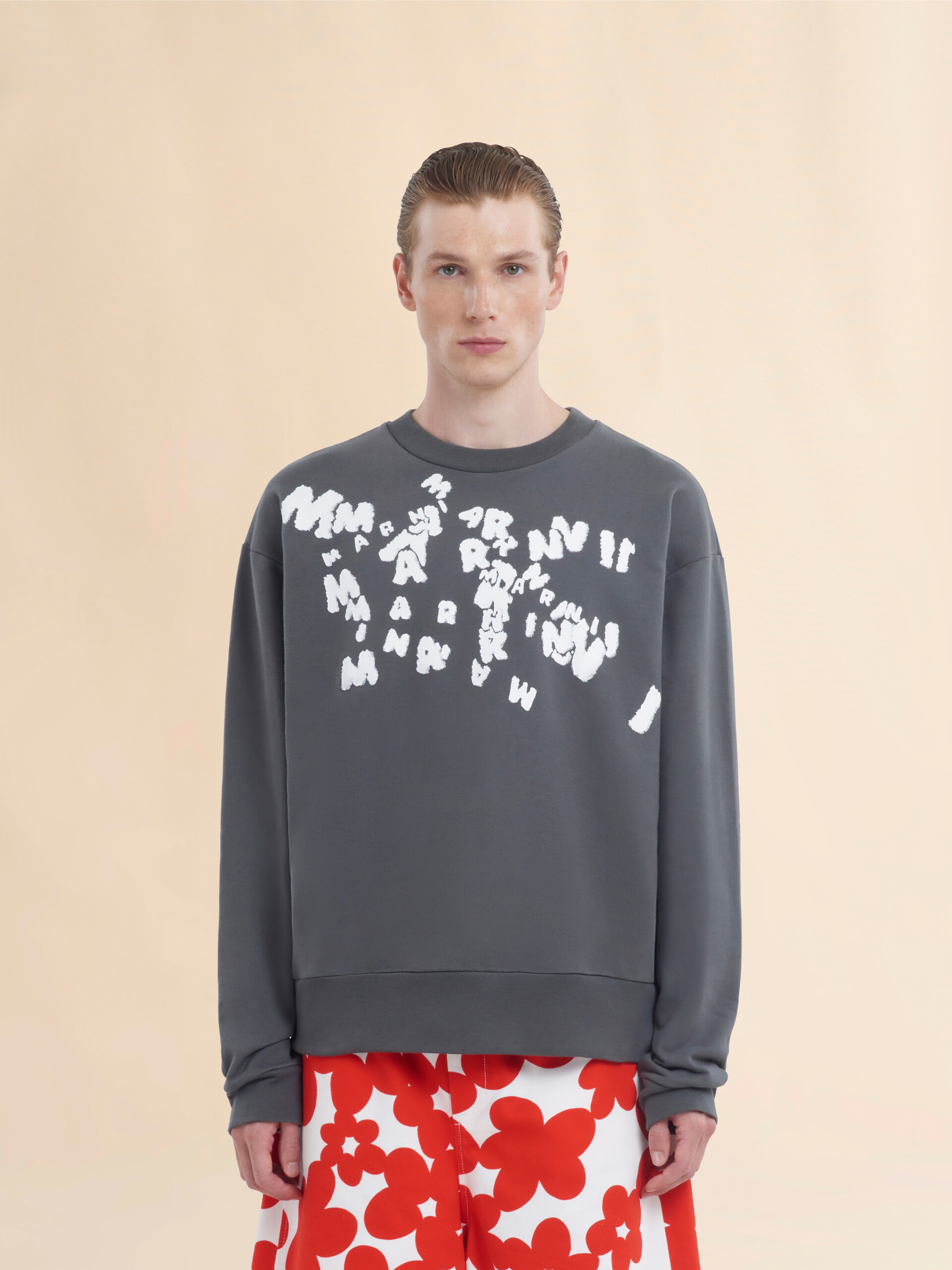 Grey jersey sweatshirt with Marni Caos logo - Sweaters - Image 2