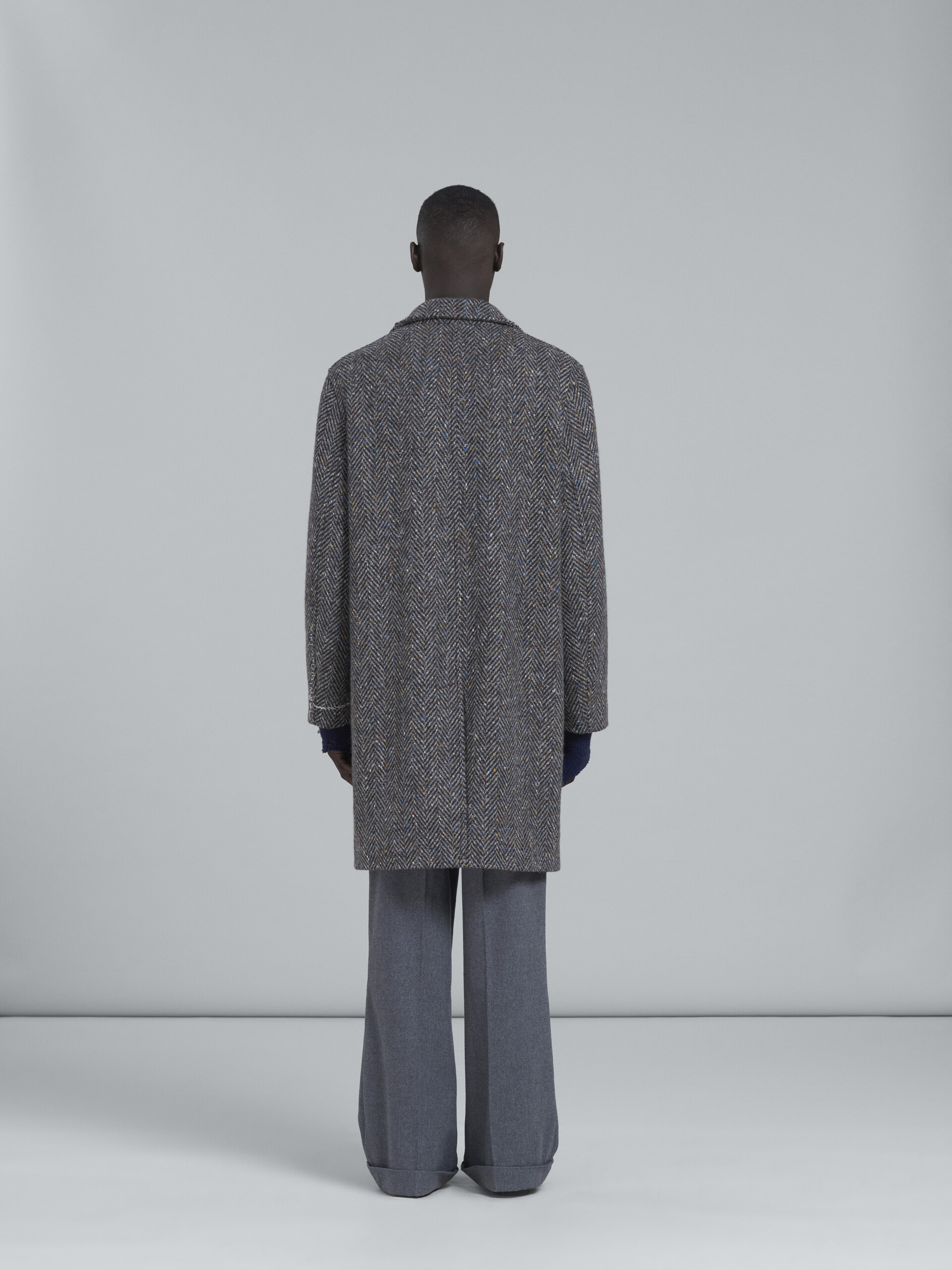 Grey chevron wool coat - Coat - Image 3