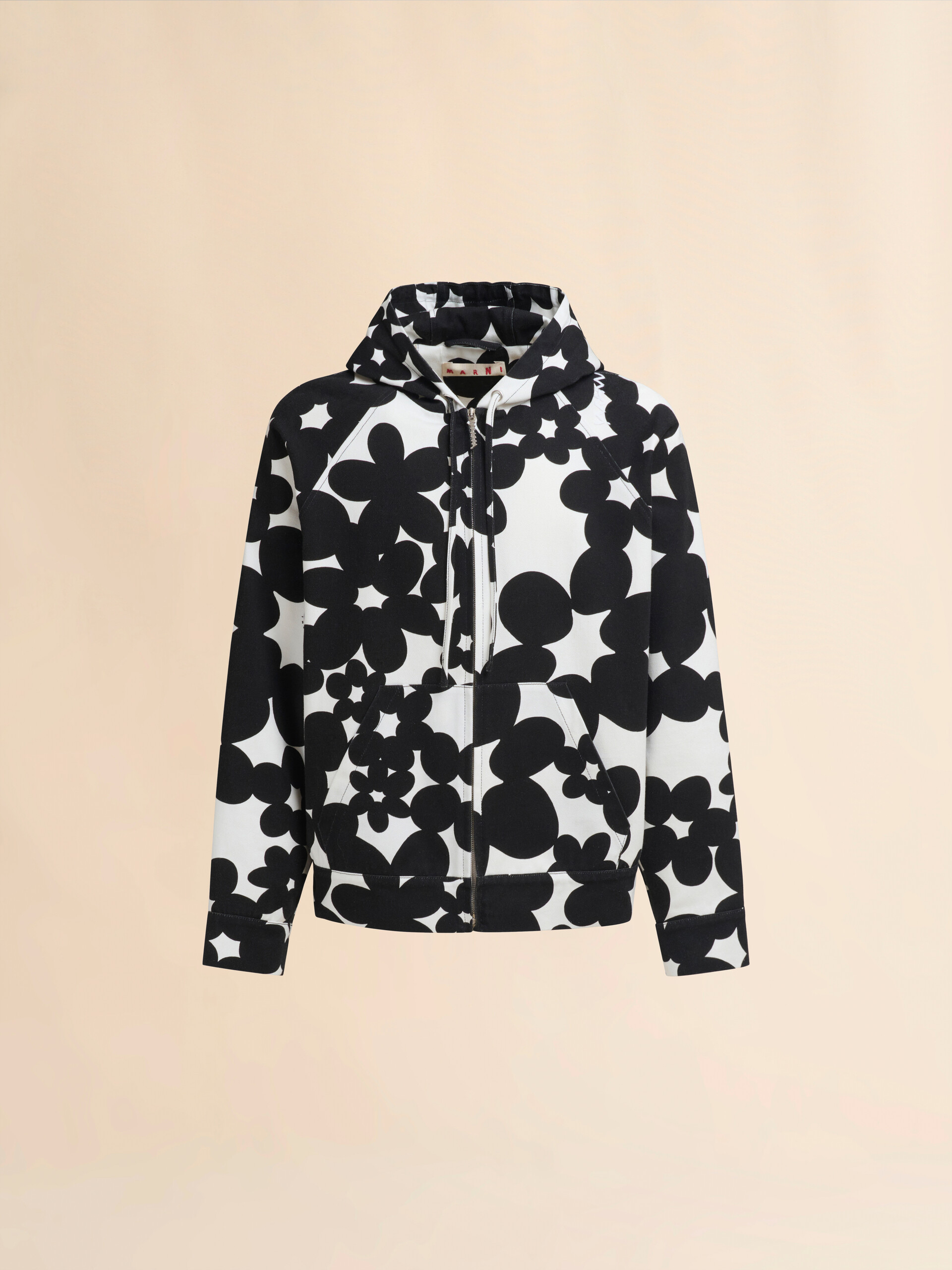 Cotton hoodie with black and white Dillies print - Jackets - Image 1
