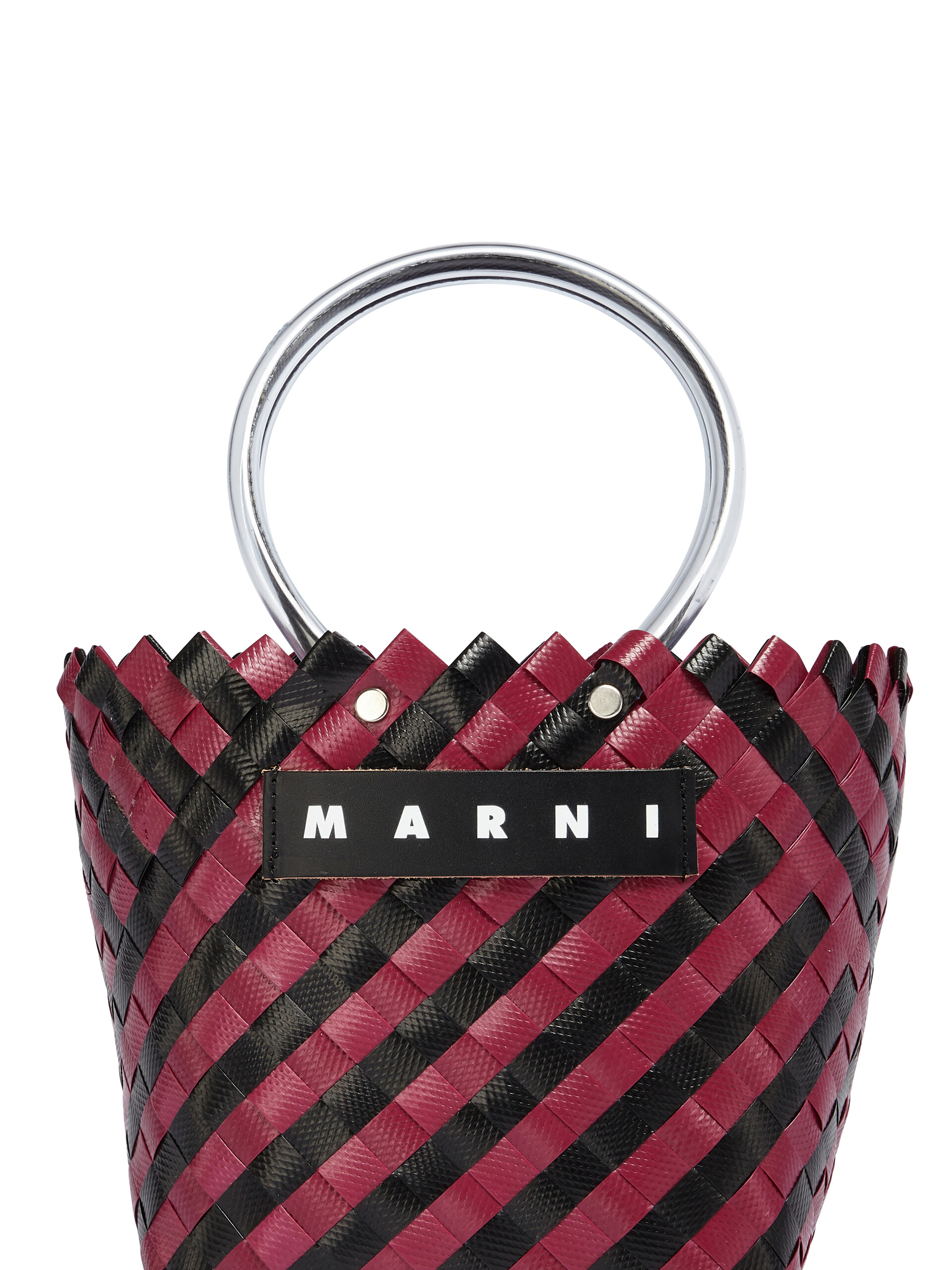 MARNI MARKET bag in black and burgundy woven material - Bags - Image 4