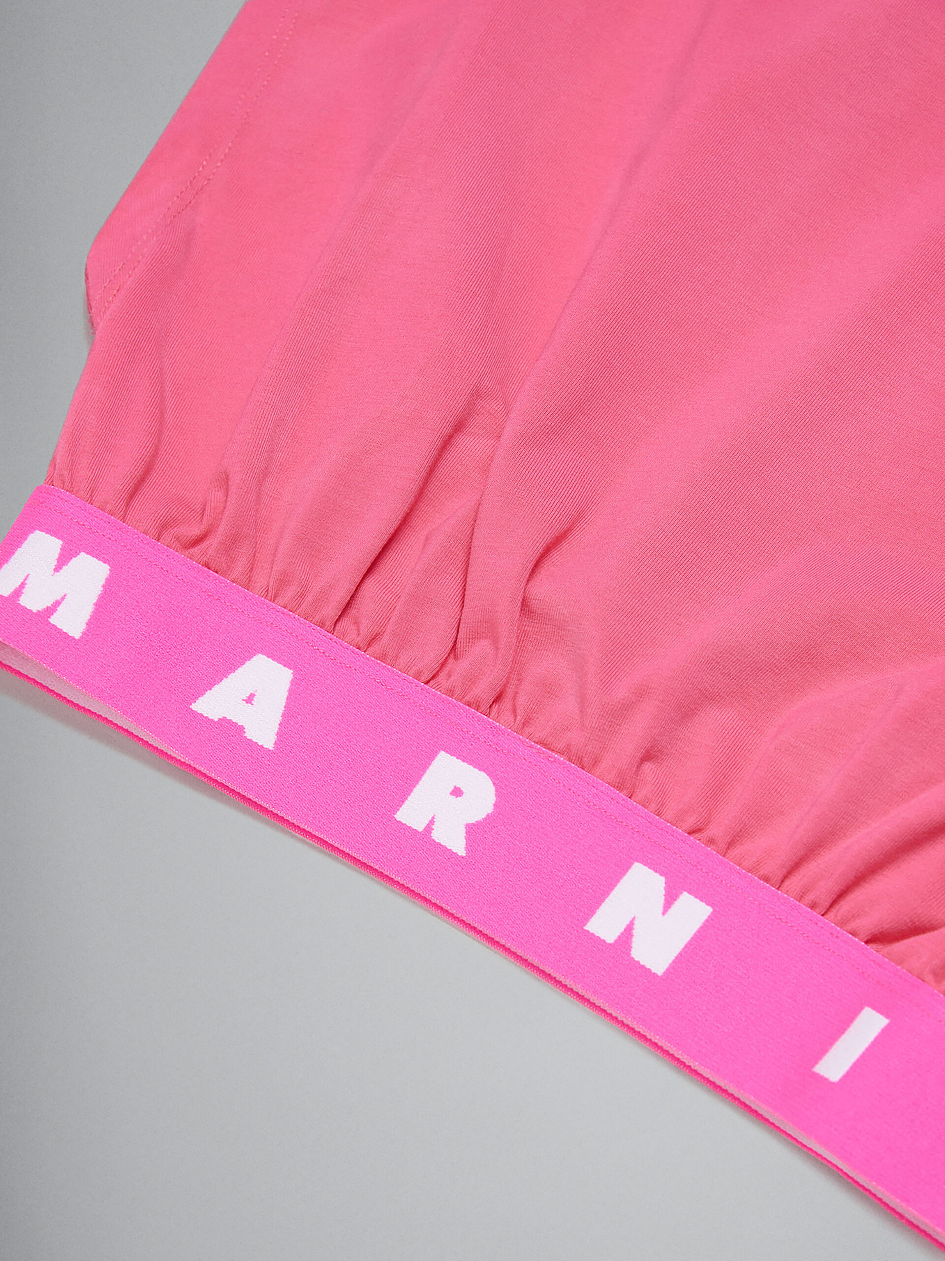Fuchsia low-sleeved jersey T-shirt with logoed elastic band - T-shirts - Image 3