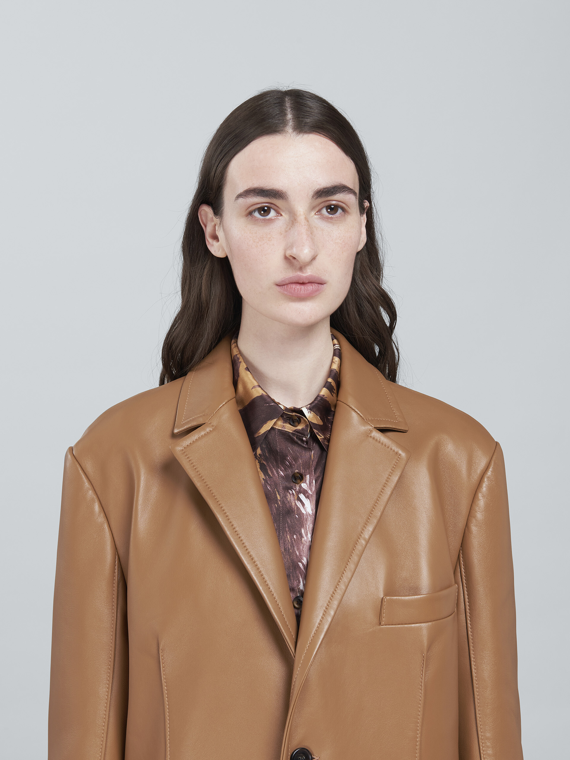 Leather long blazer - Jackets - Image 4