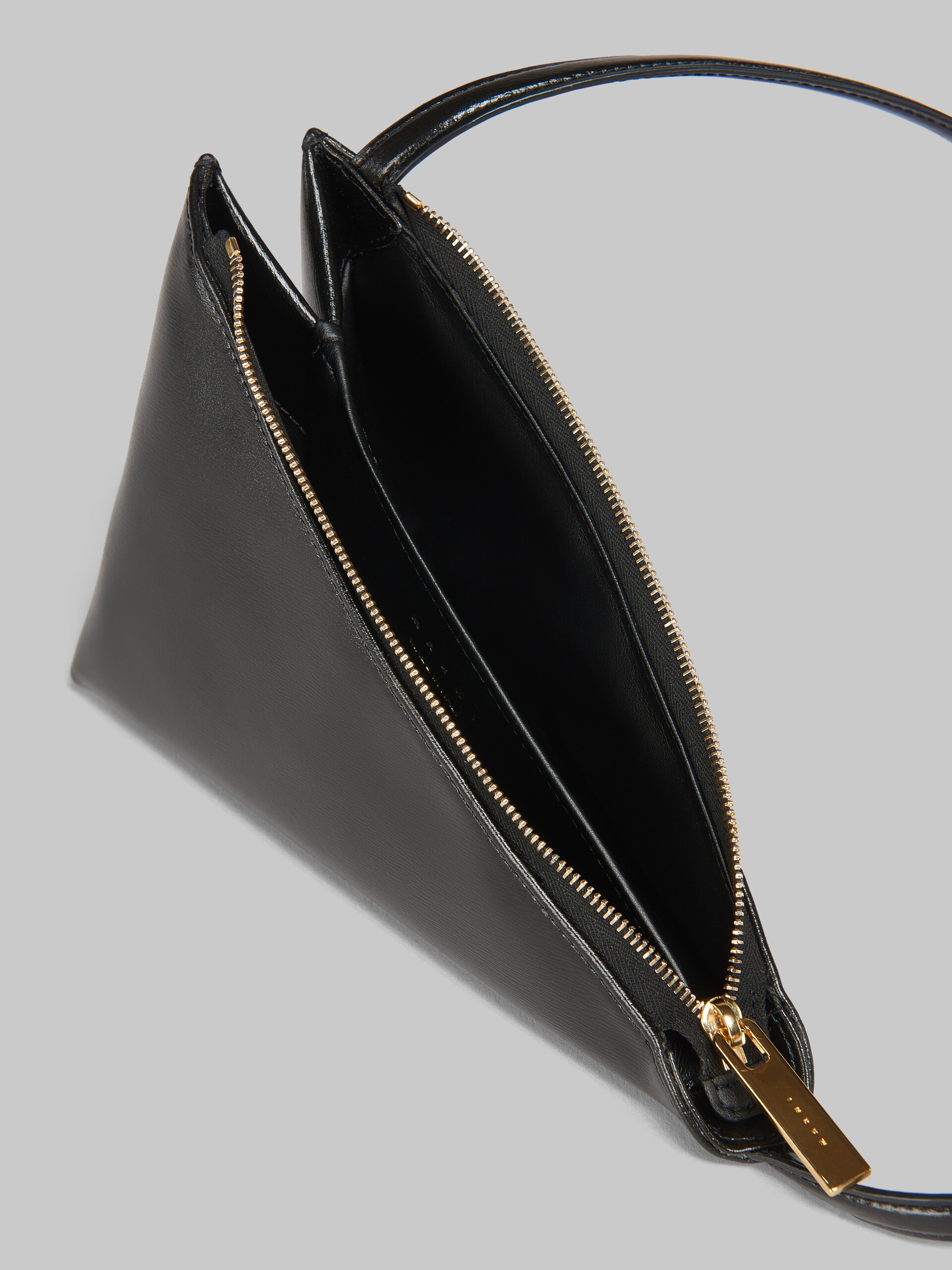 Black leather Prisma triangle crossbody bag - Shoulder Bags - Image 3