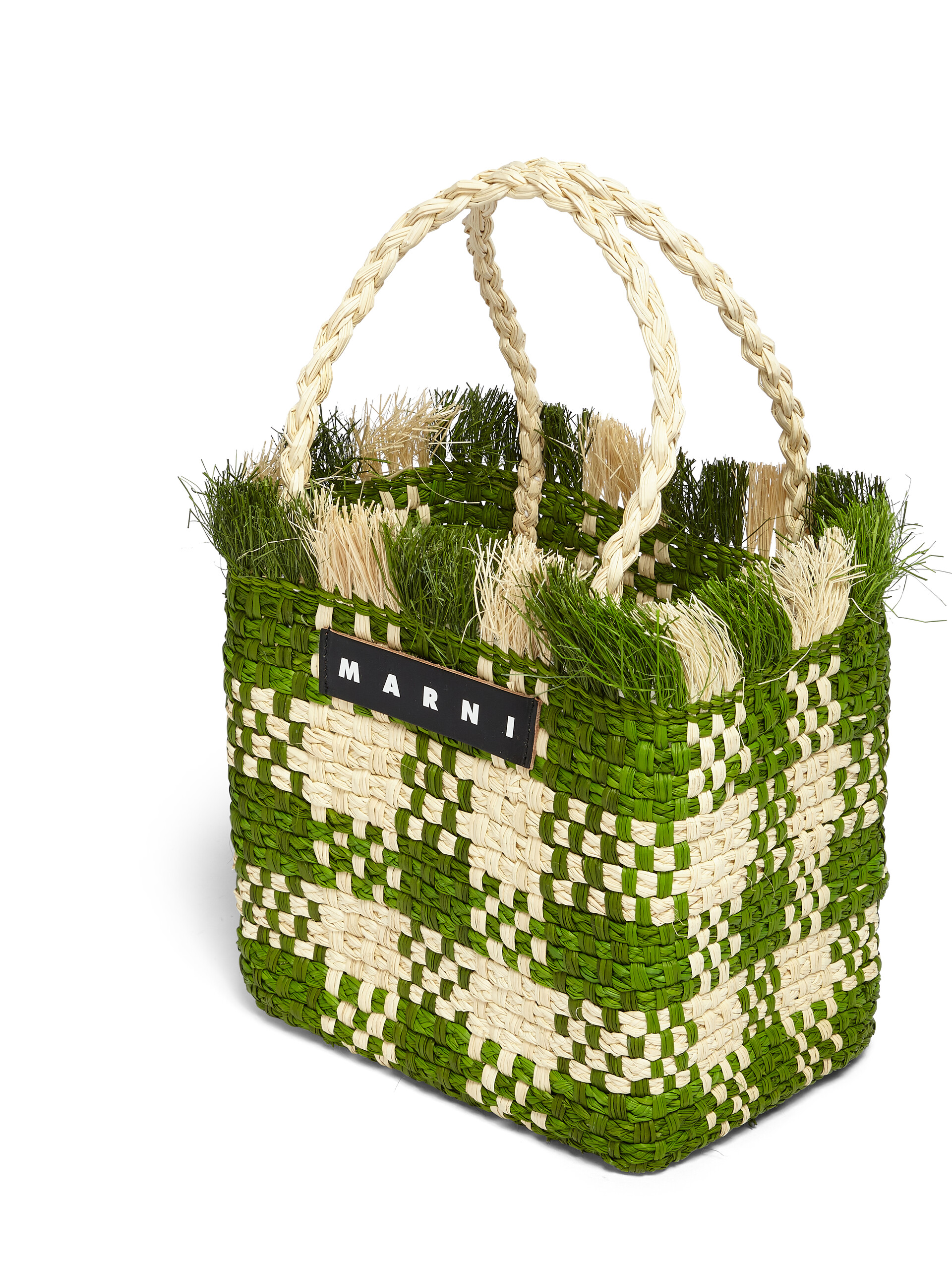 MARNI MARKET SUNSET small bag in green natural fiber - Shopping Bags - Image 4