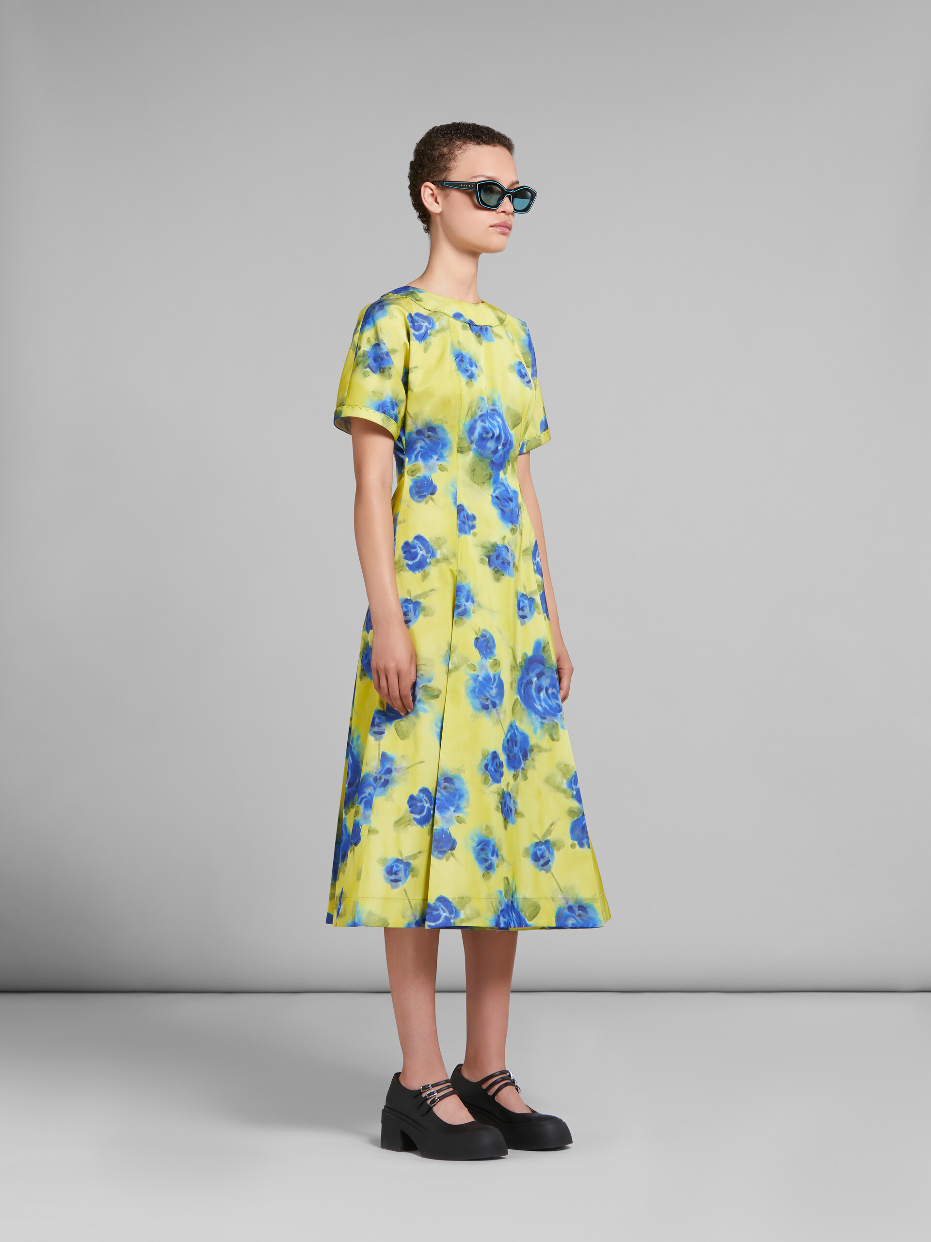 Yellow taffeta midi dress with Idyll print - Dresses - Image 6