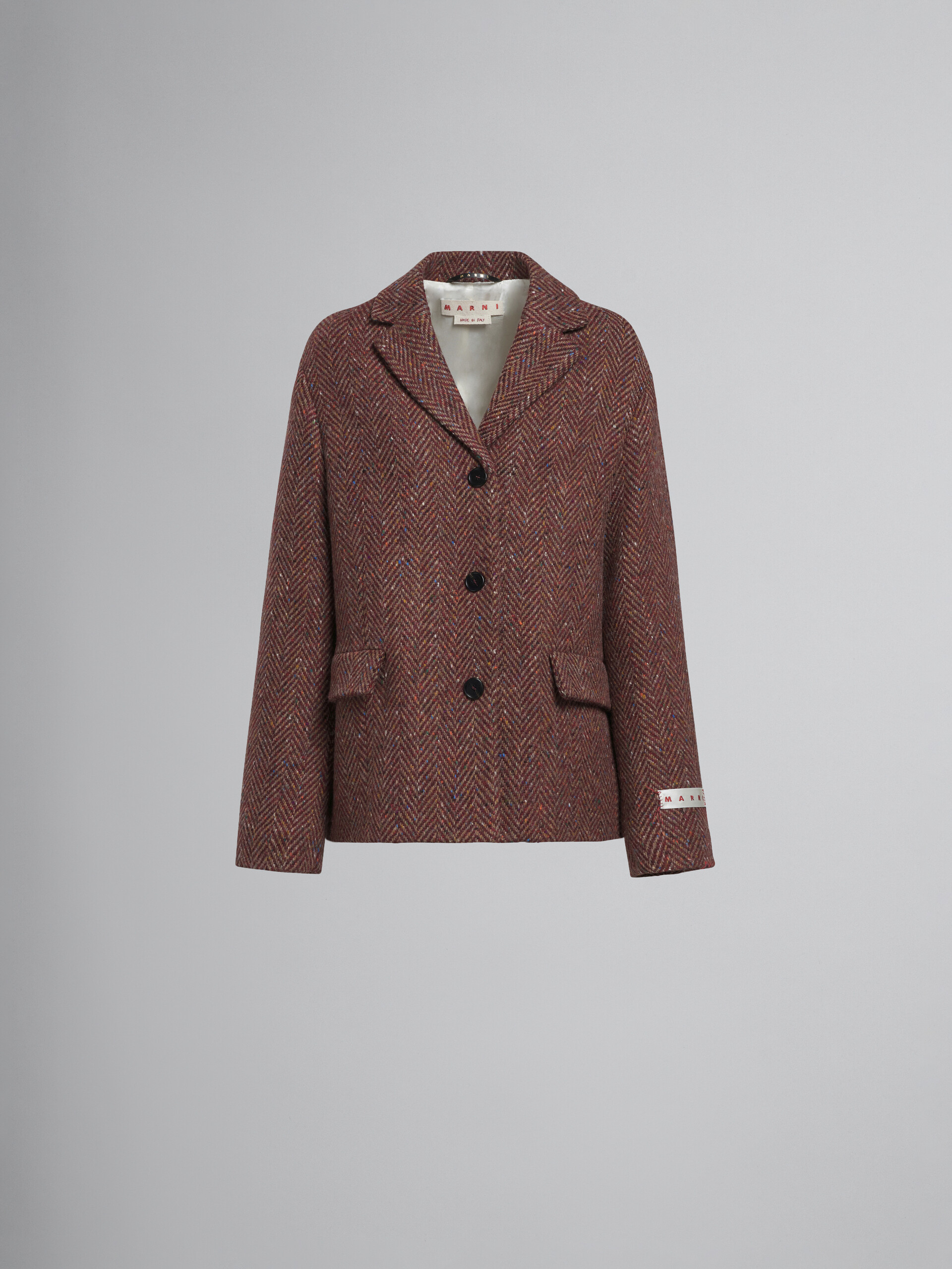Burgundy wool chevron jacket - Jackets - Image 1