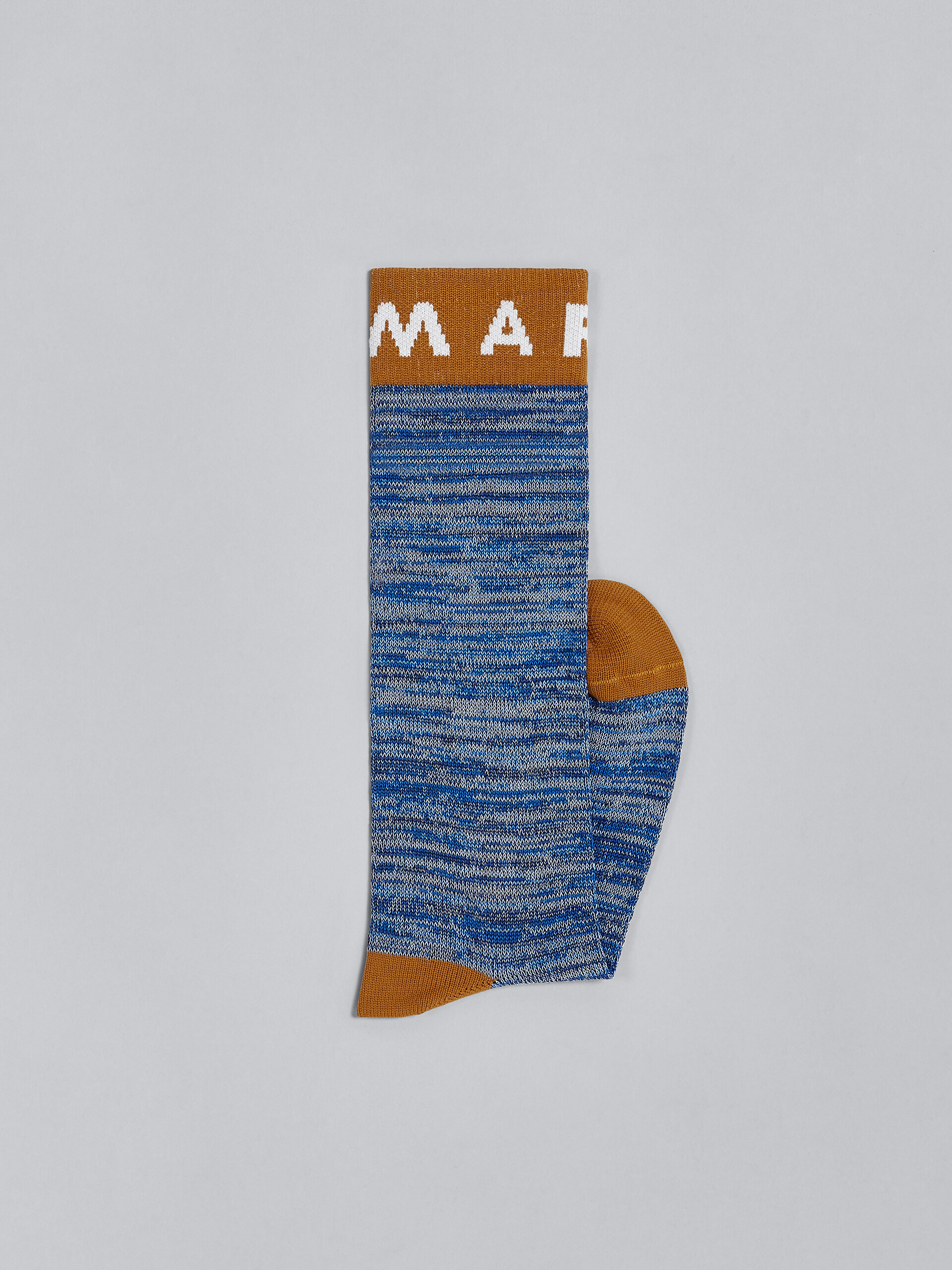 Blue mouliné cotton and nylon socks - Socks - Image 2