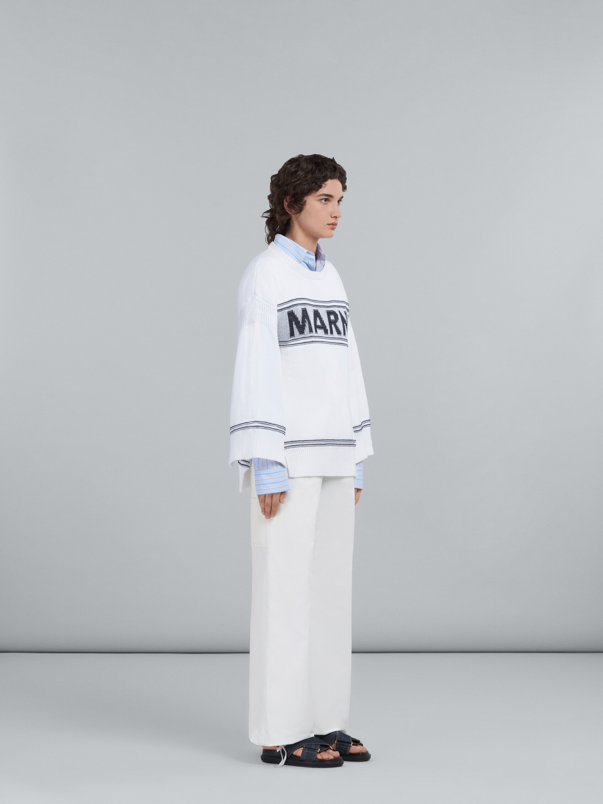 White cotton sweater with logo - Pullovers - Image 5
