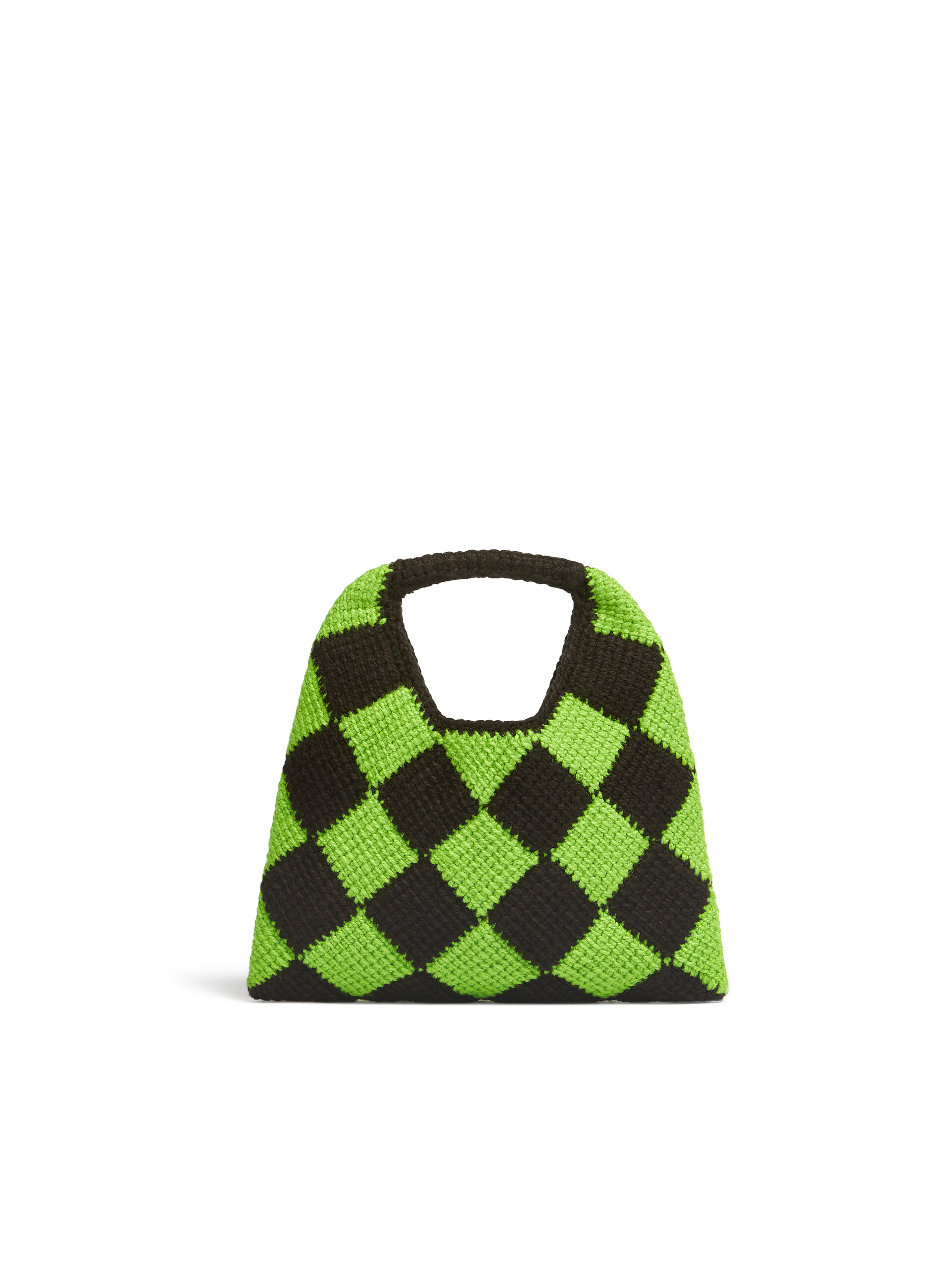 MARNI MARKET DIAMOND mini bag in blue and brown tech wool - Shopping Bags - Image 3