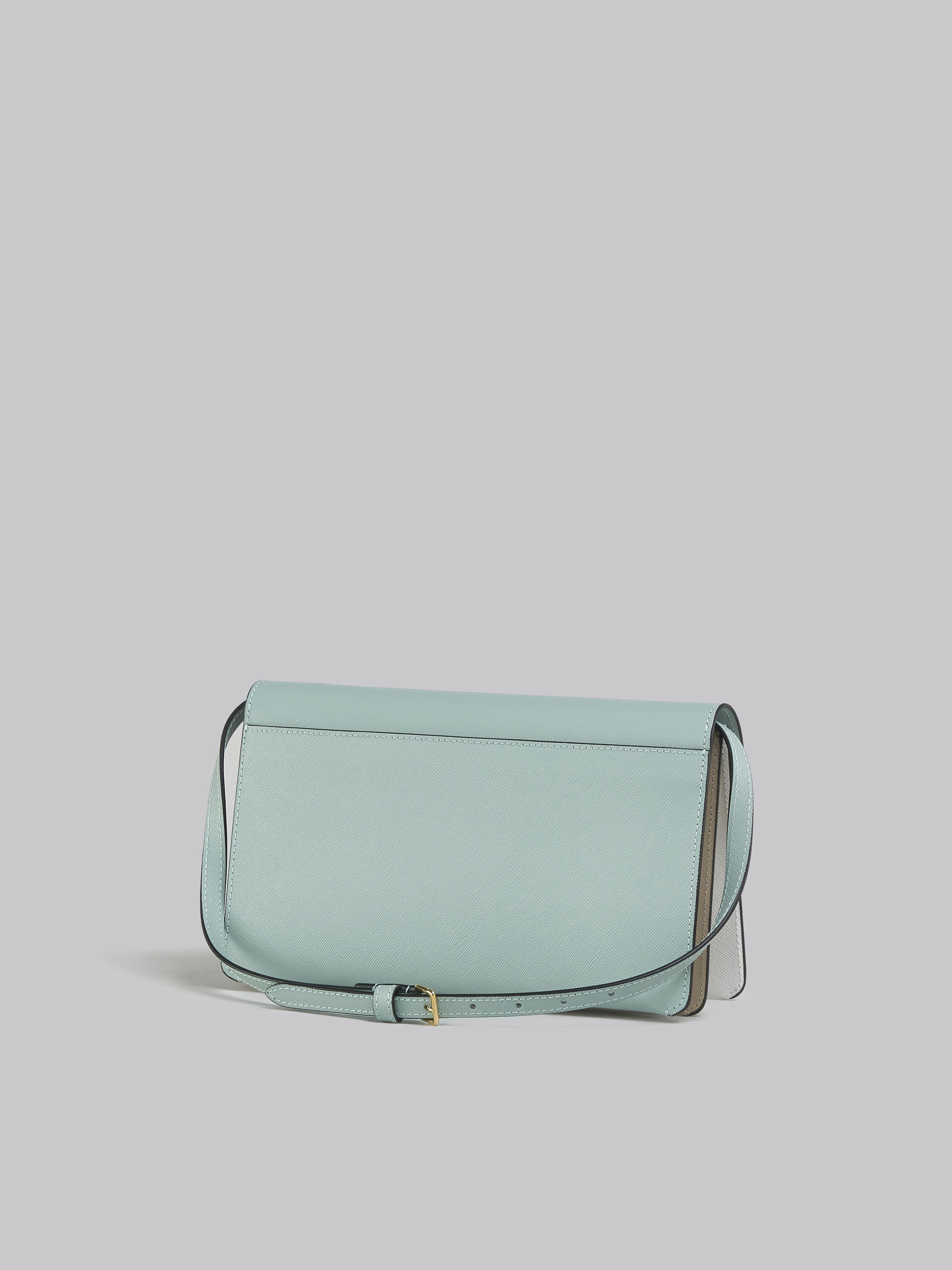 Trunk Clutch in light green white and brown saffiano leather - Pochette - Image 3