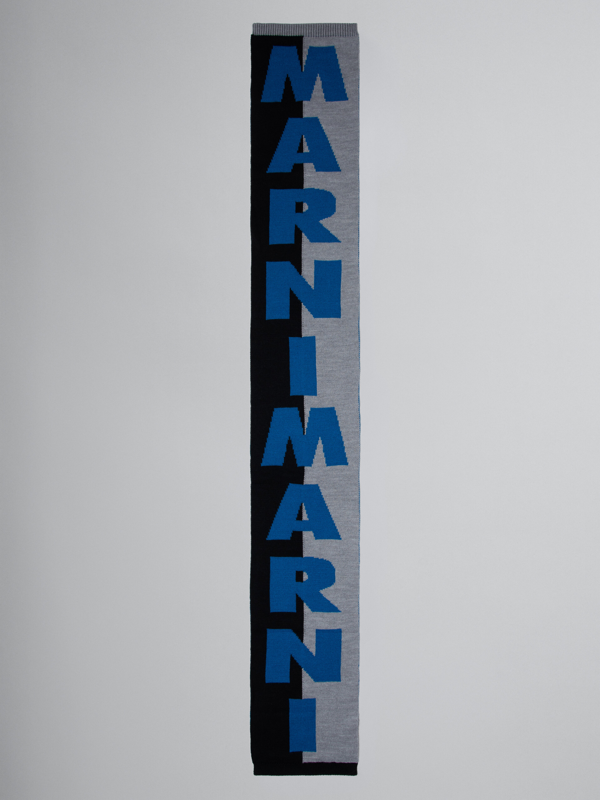 Black and grey melange colour-block scarf with logo - Scarves - Image 2