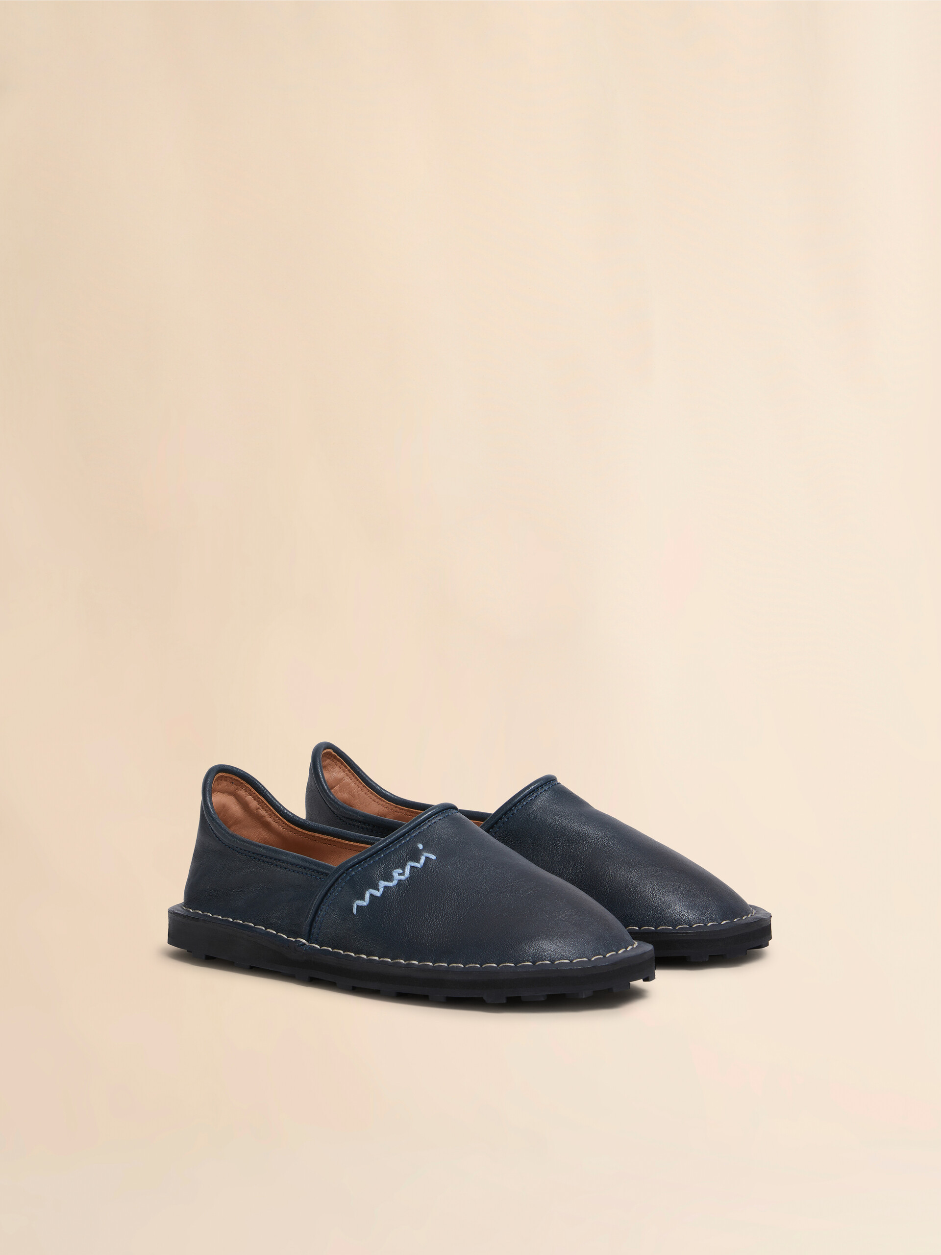 Blue leather slip-on loafer with Marni Symbol - Mocassin - Image 2
