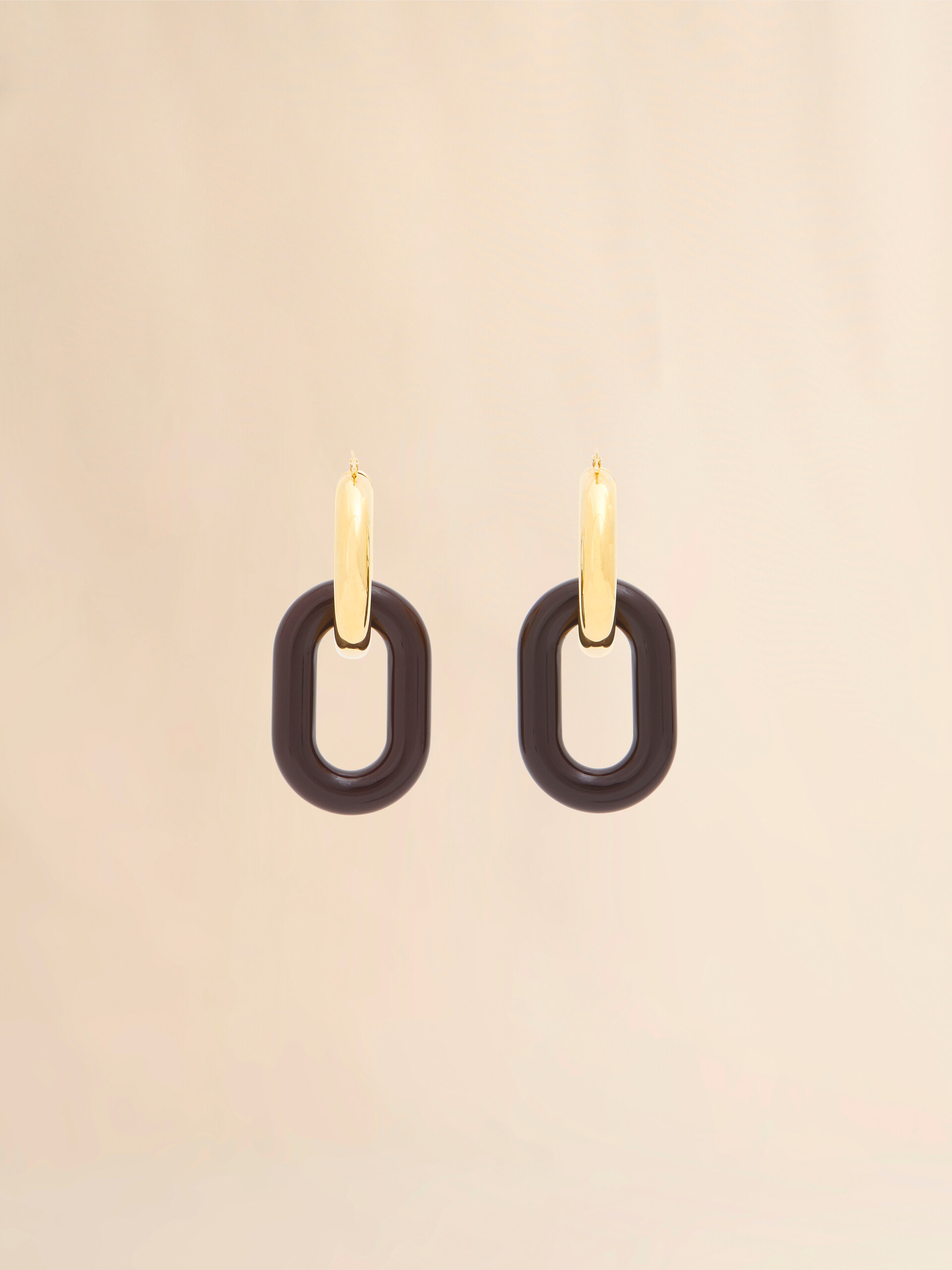 Brown resin chain earrings - Earrings - Image 3
