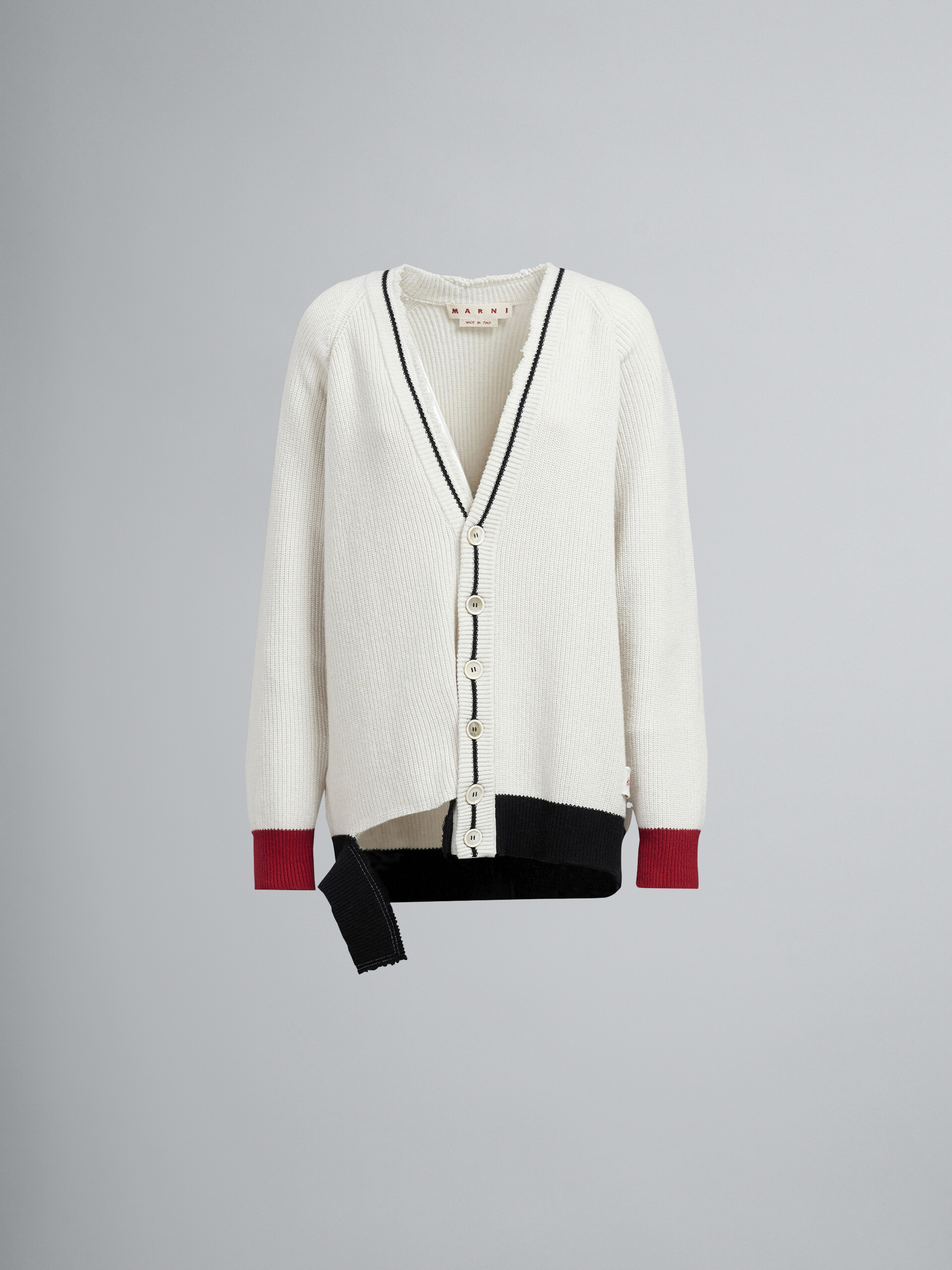 White Shetland wool and cotton long cardigan - Pullovers - Image 1