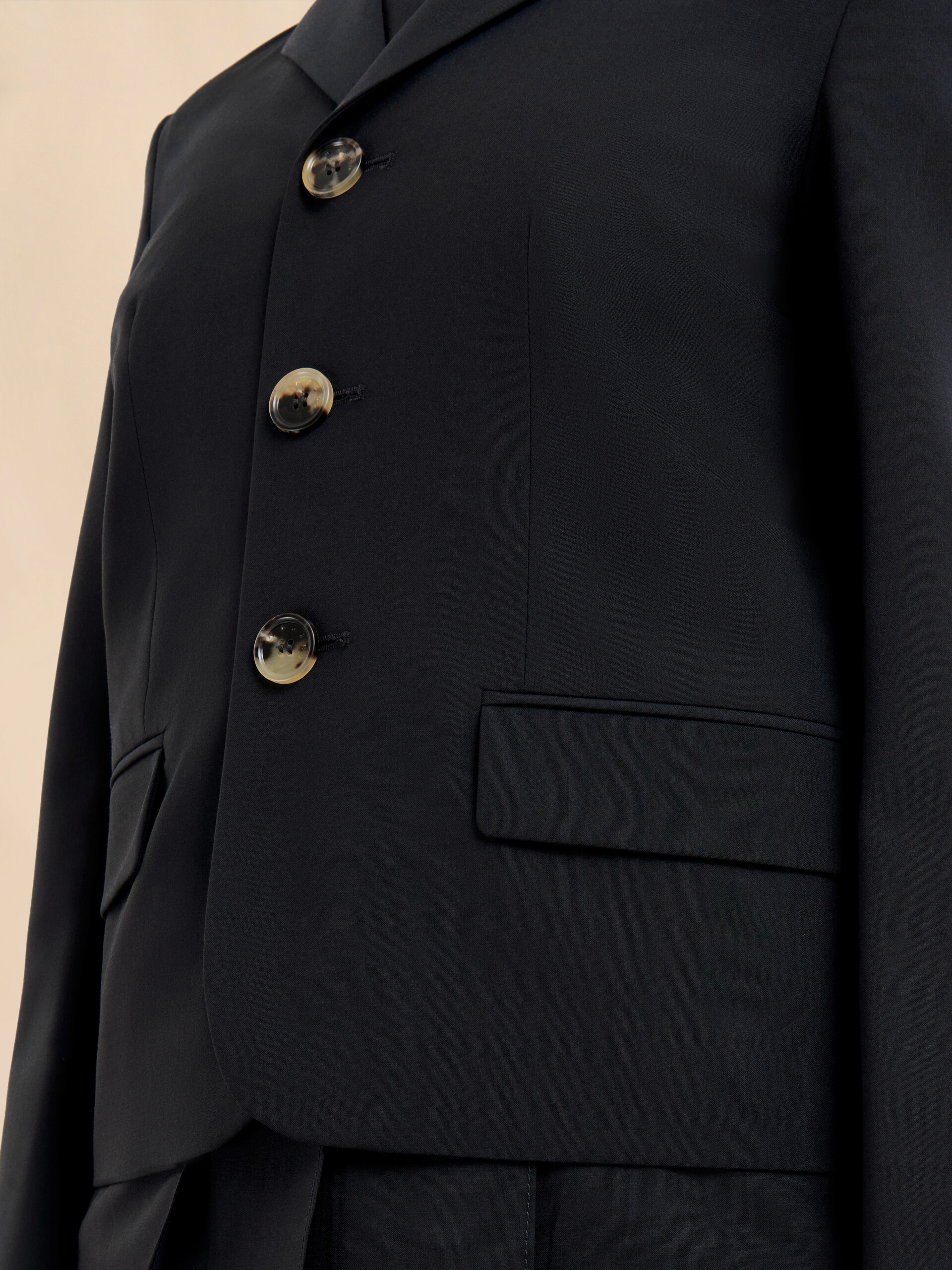 Veste noire en laine mélangée - Manteaux - Image 5