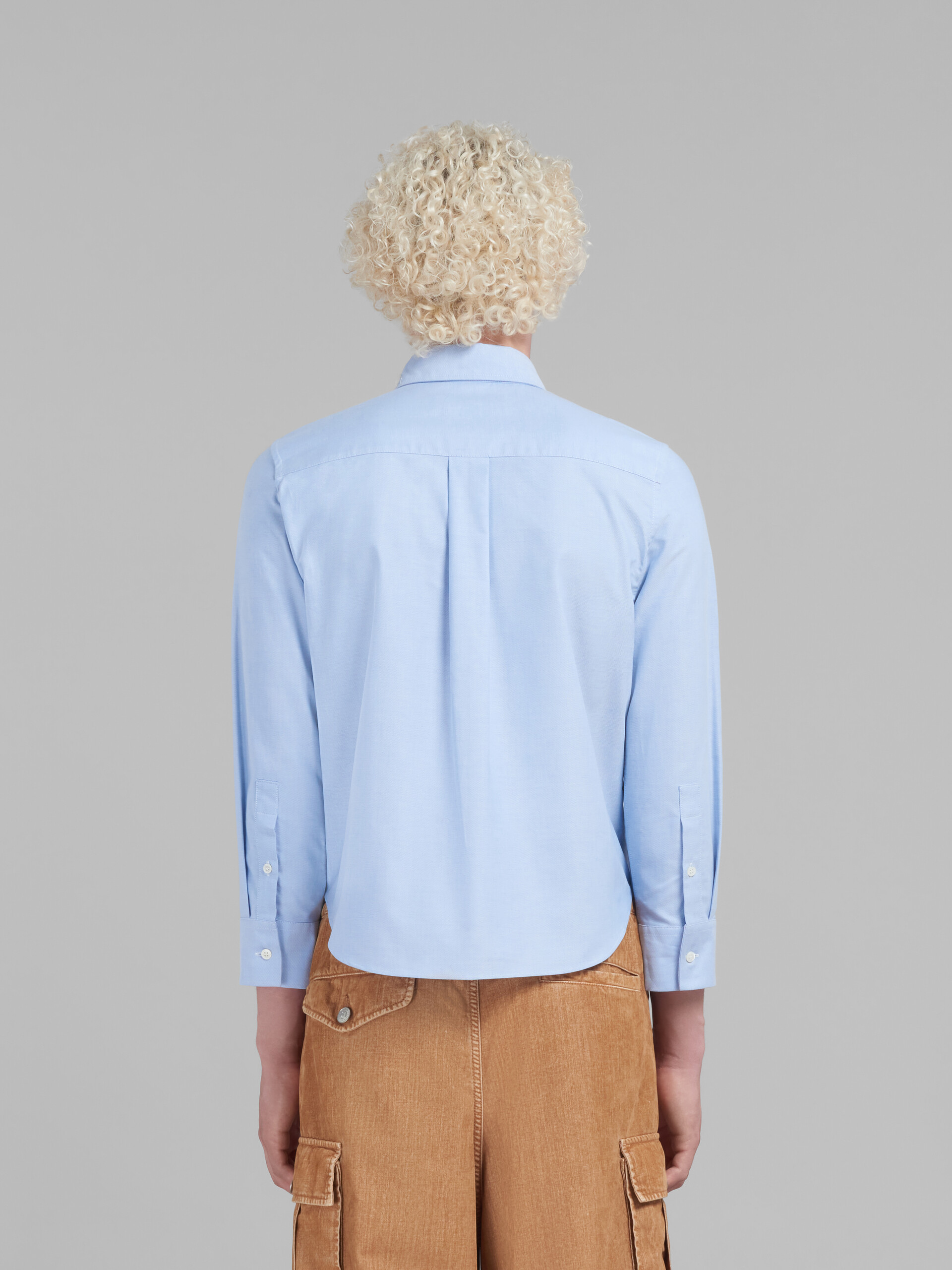 Camisa corta de oxford azul claro con efecto remiendo Marni - Camisas - Image 3