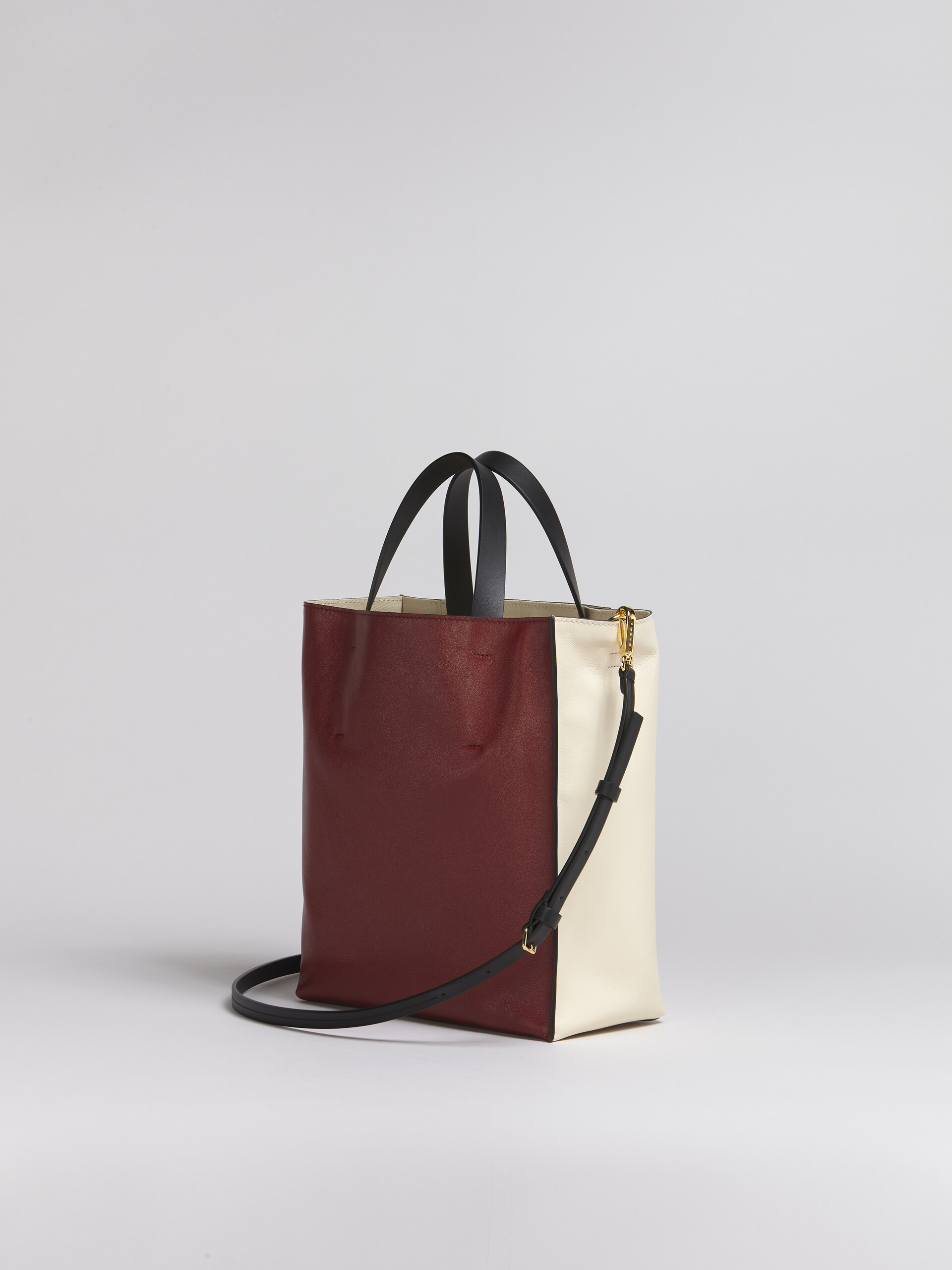 MUSEO SOFT small bag in white and dark red leather - Shopping Bags - Image 2
