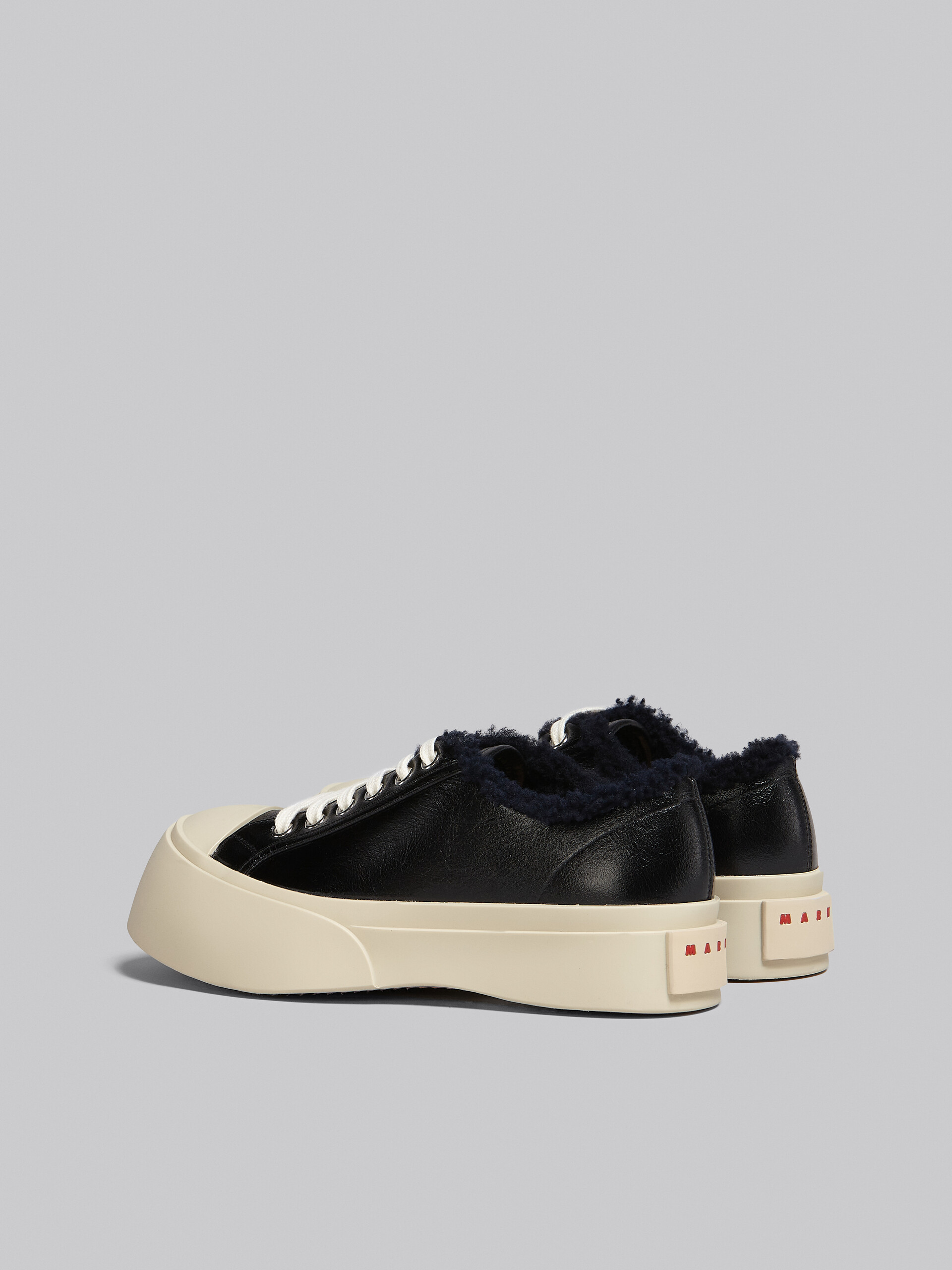 Black leather and merinos lace-up sneaker - Sneakers - Image 3