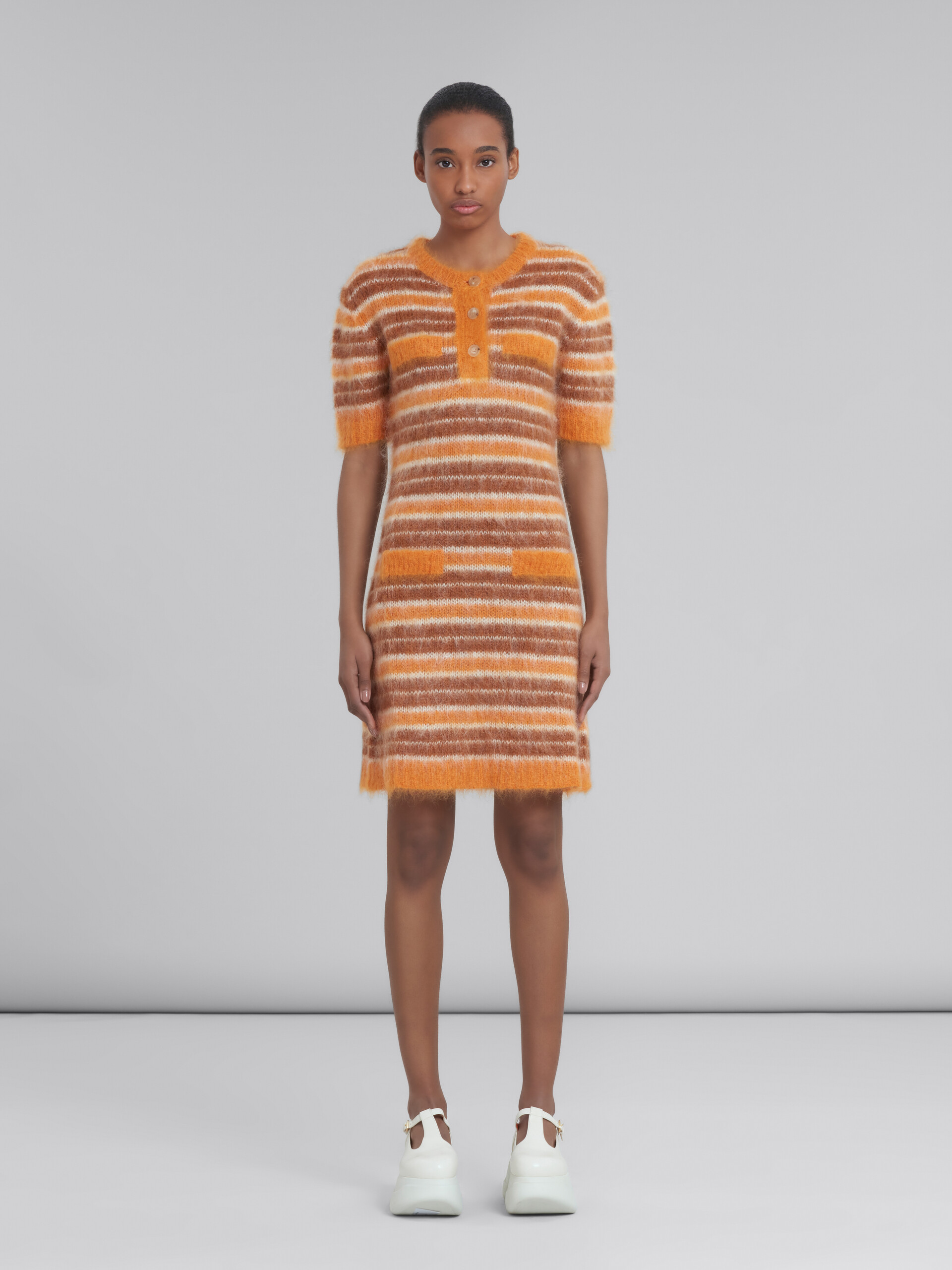 Mohair dress with orange stripes - Dresses - Image 2