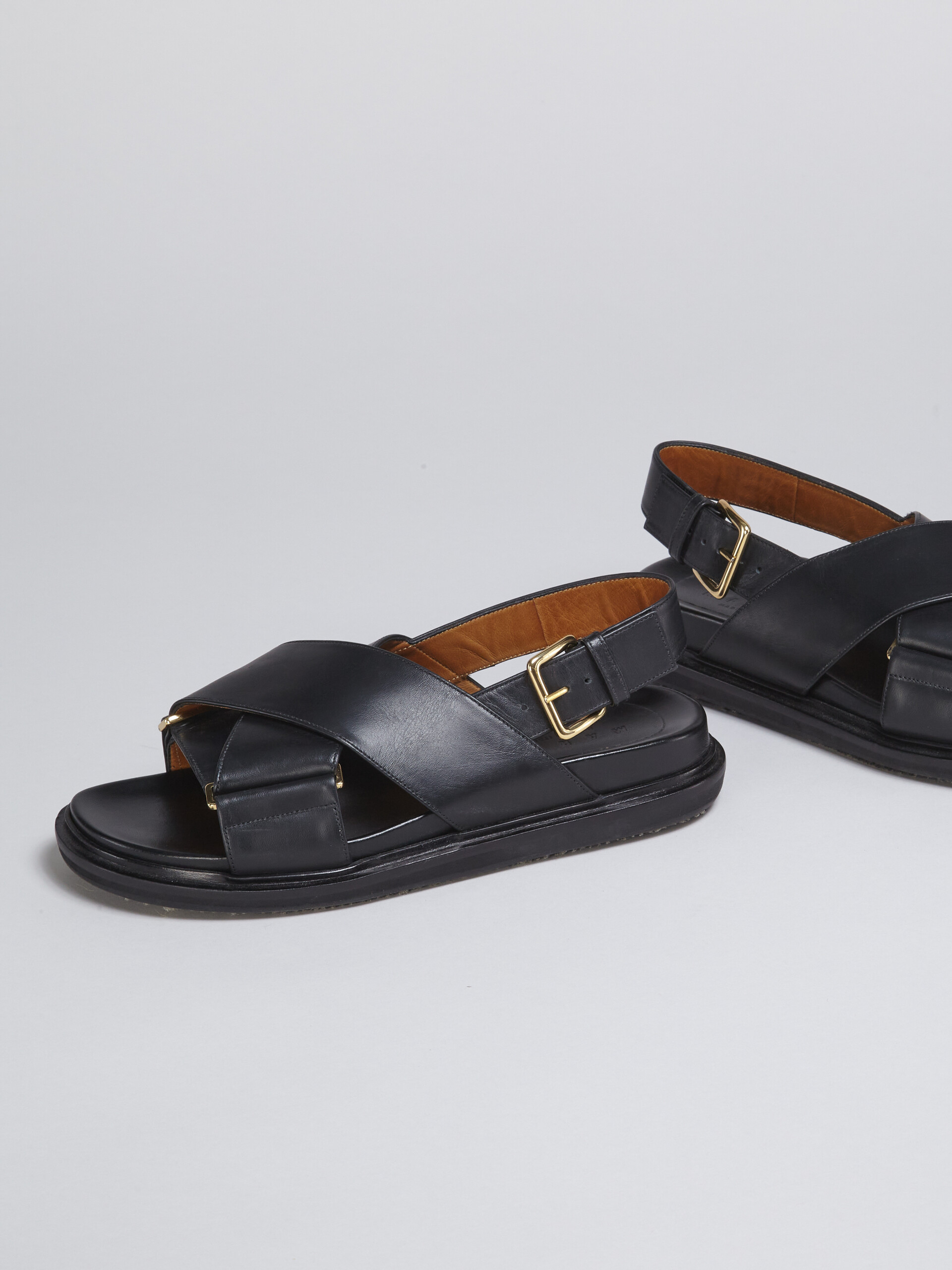 Black smooth calf leather fussbett - Sandals - Image 5