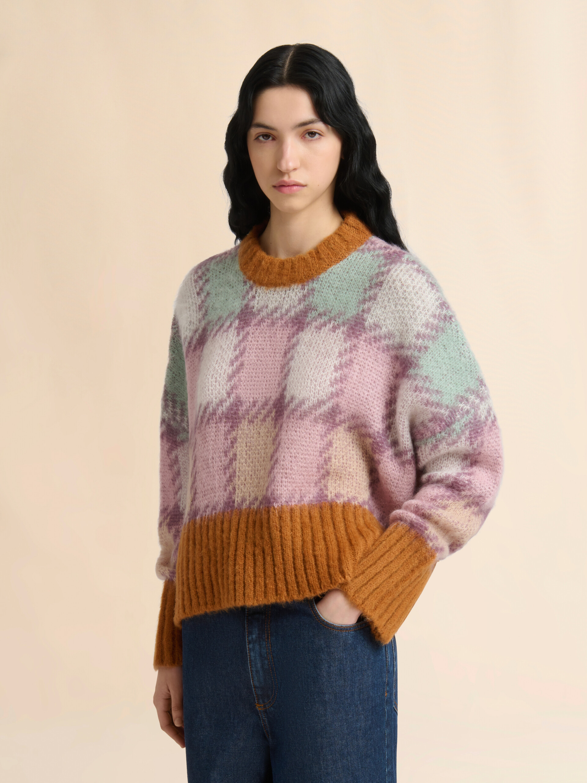 Purple mohair checked jumper - Pullovers - Image 3