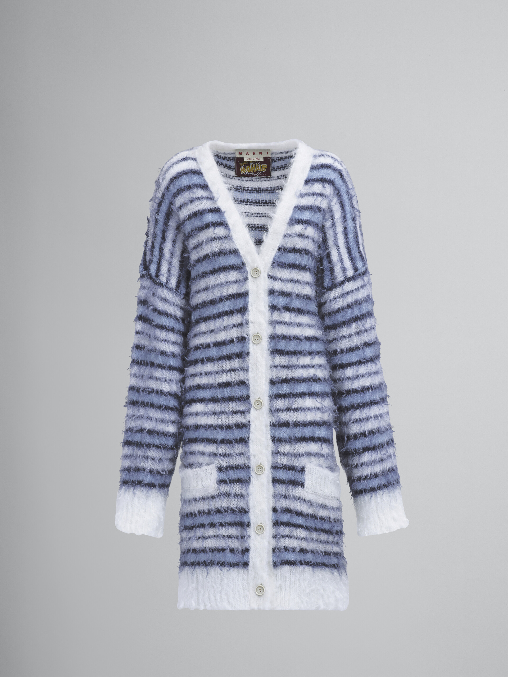 Striped Iconic mohair long cardigan - Pullovers - Image 1